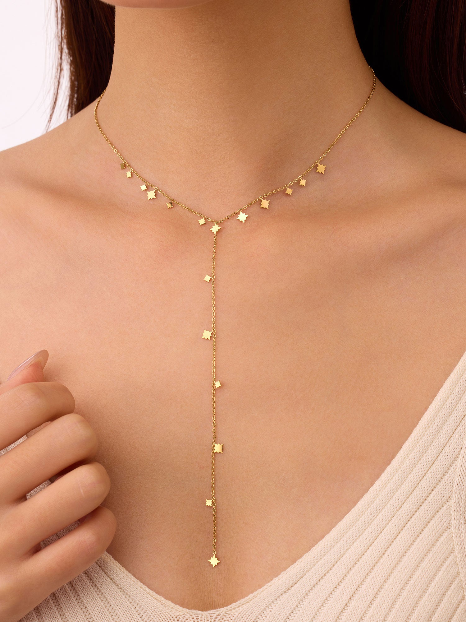 Colar em Y longo Dourado