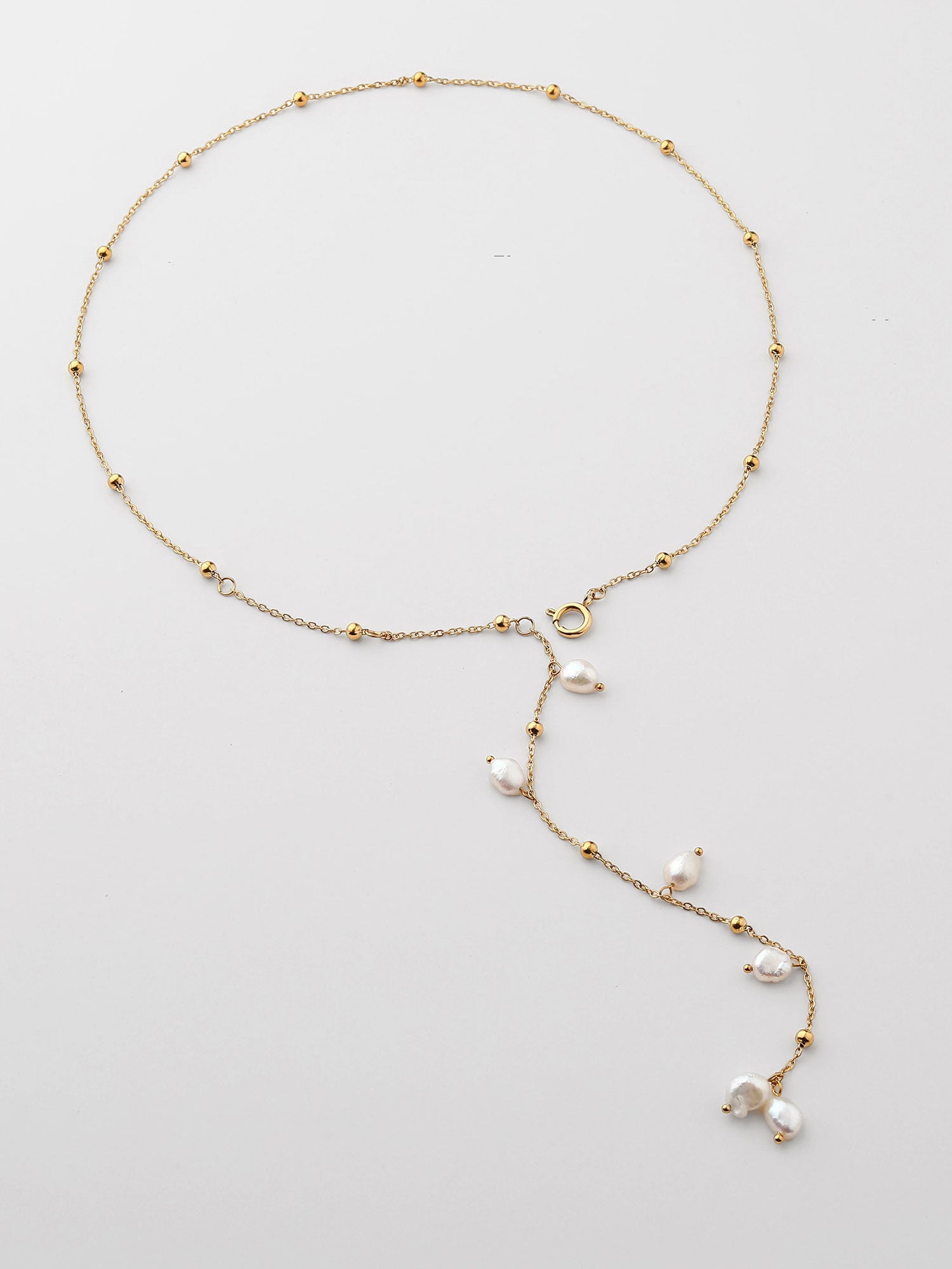 Colar longo com pérolas Dourado