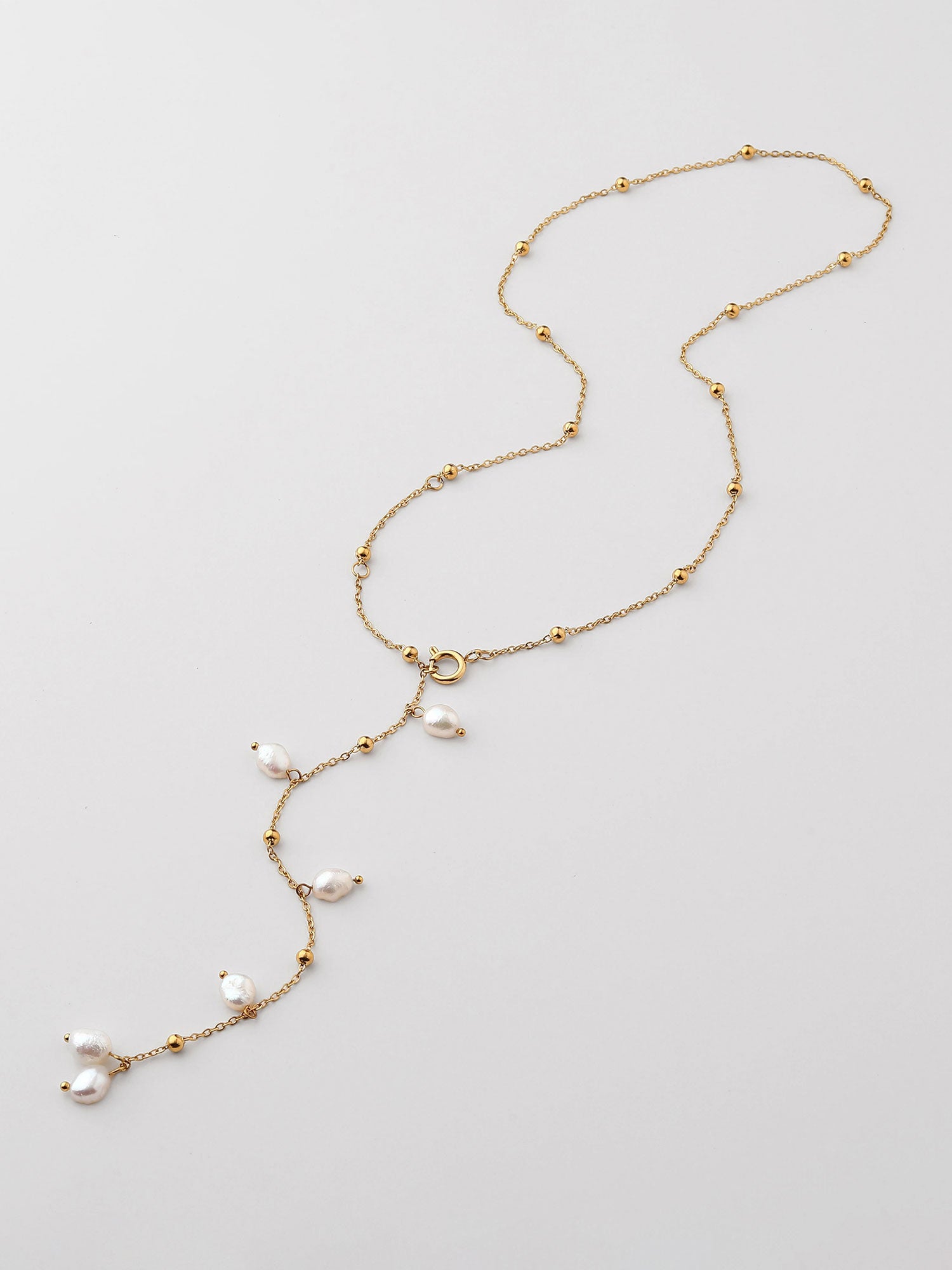 Colar longo com pérolas Dourado