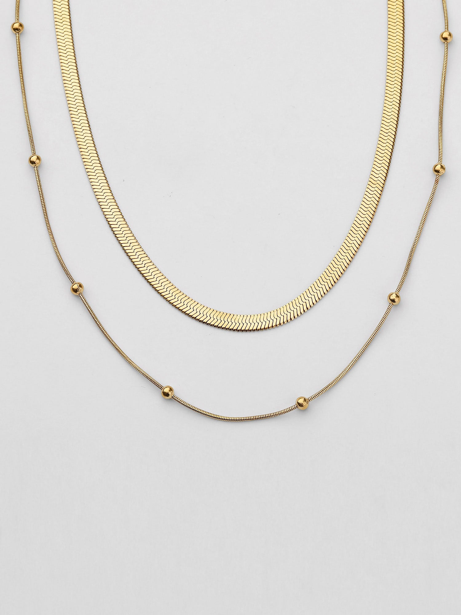 Colar Evaniah Duplo Bolas Dourado