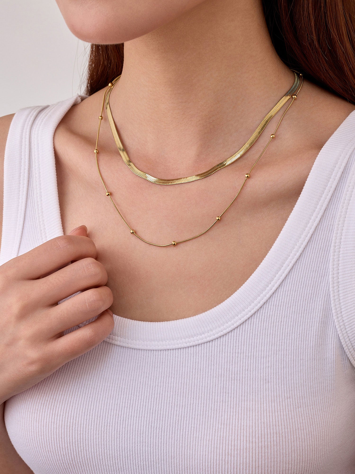 Colar Evaniah Duplo Bolas Dourado