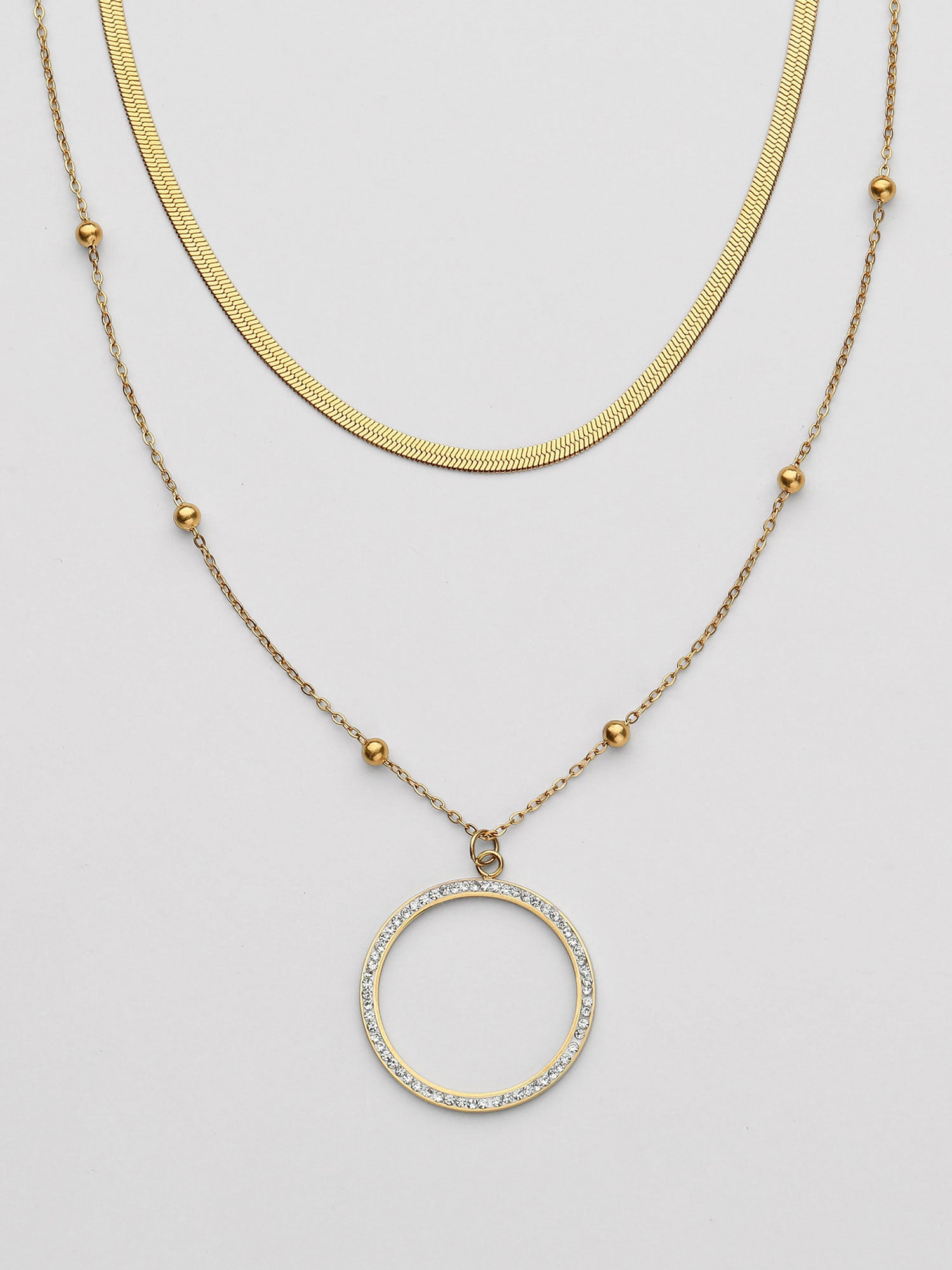 Colar Illyra Duplo Zircónias Dourado Brilho