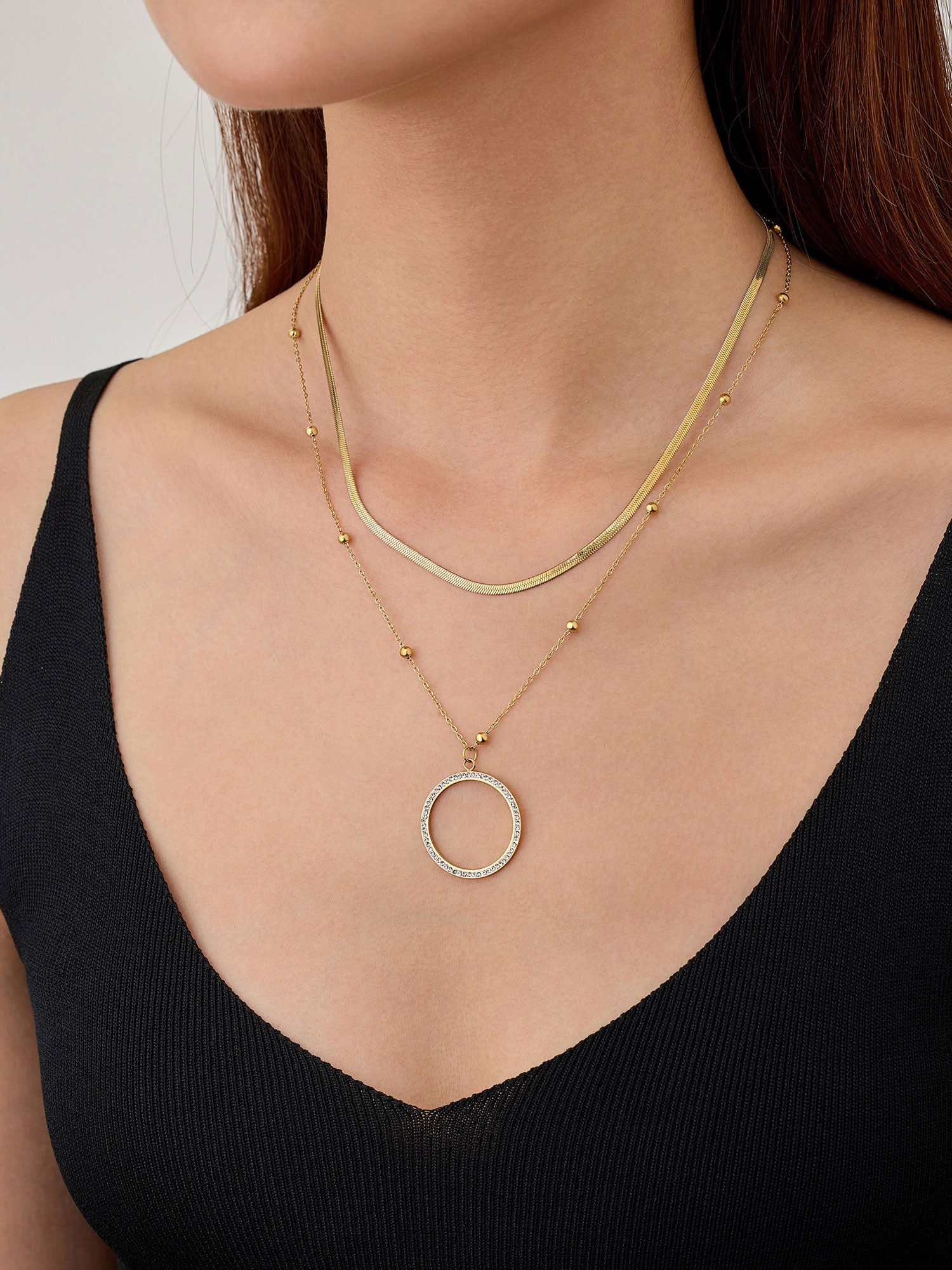 Colar Illyra Duplo Zircónias Dourado Brilho