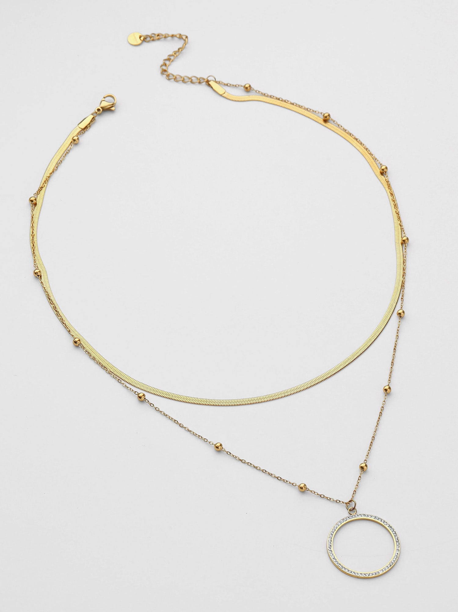 Colar Illyra Duplo Zircónias Dourado Brilho