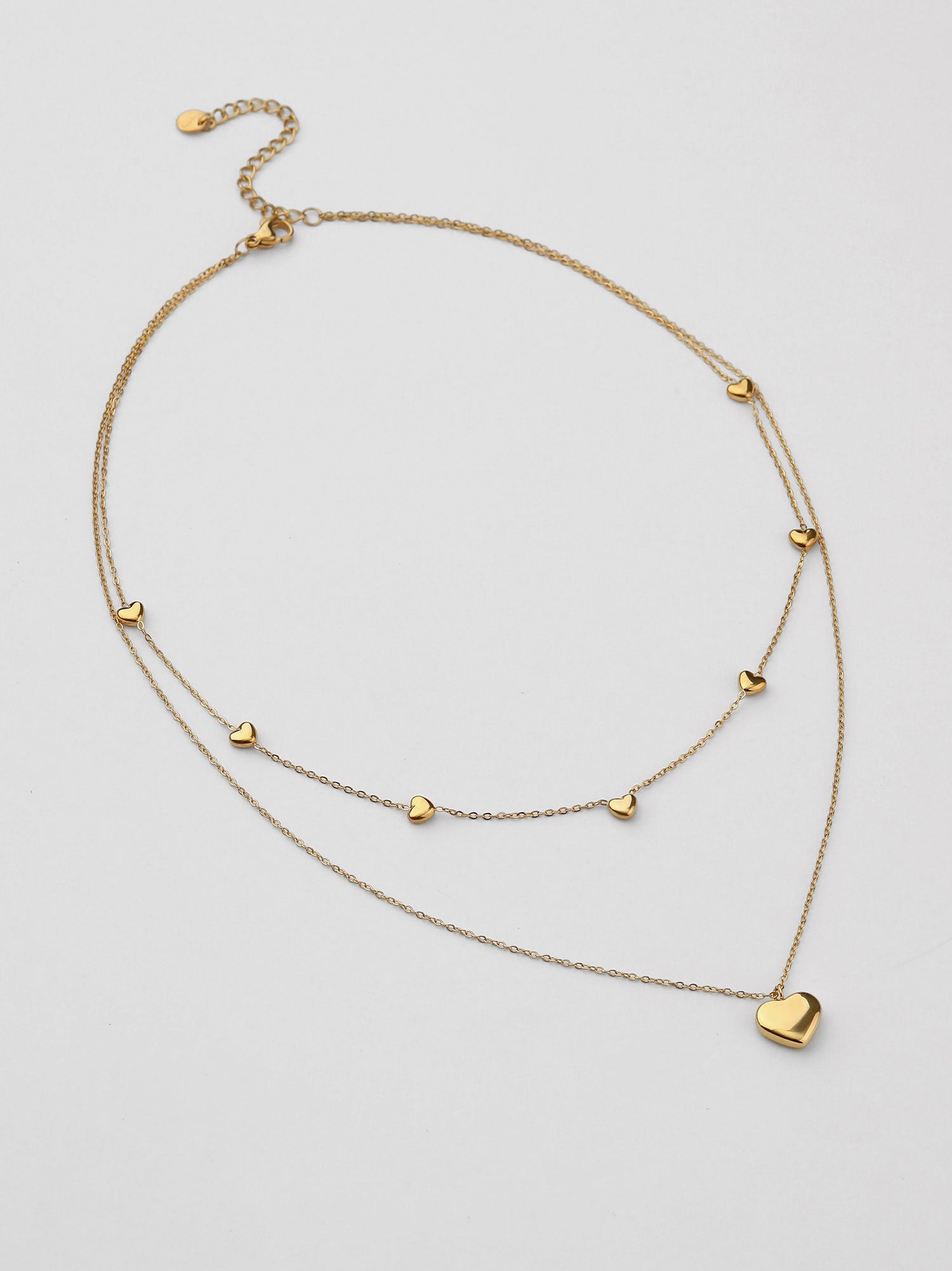 Colar Doriel Duplo Coração Dourado Pendente