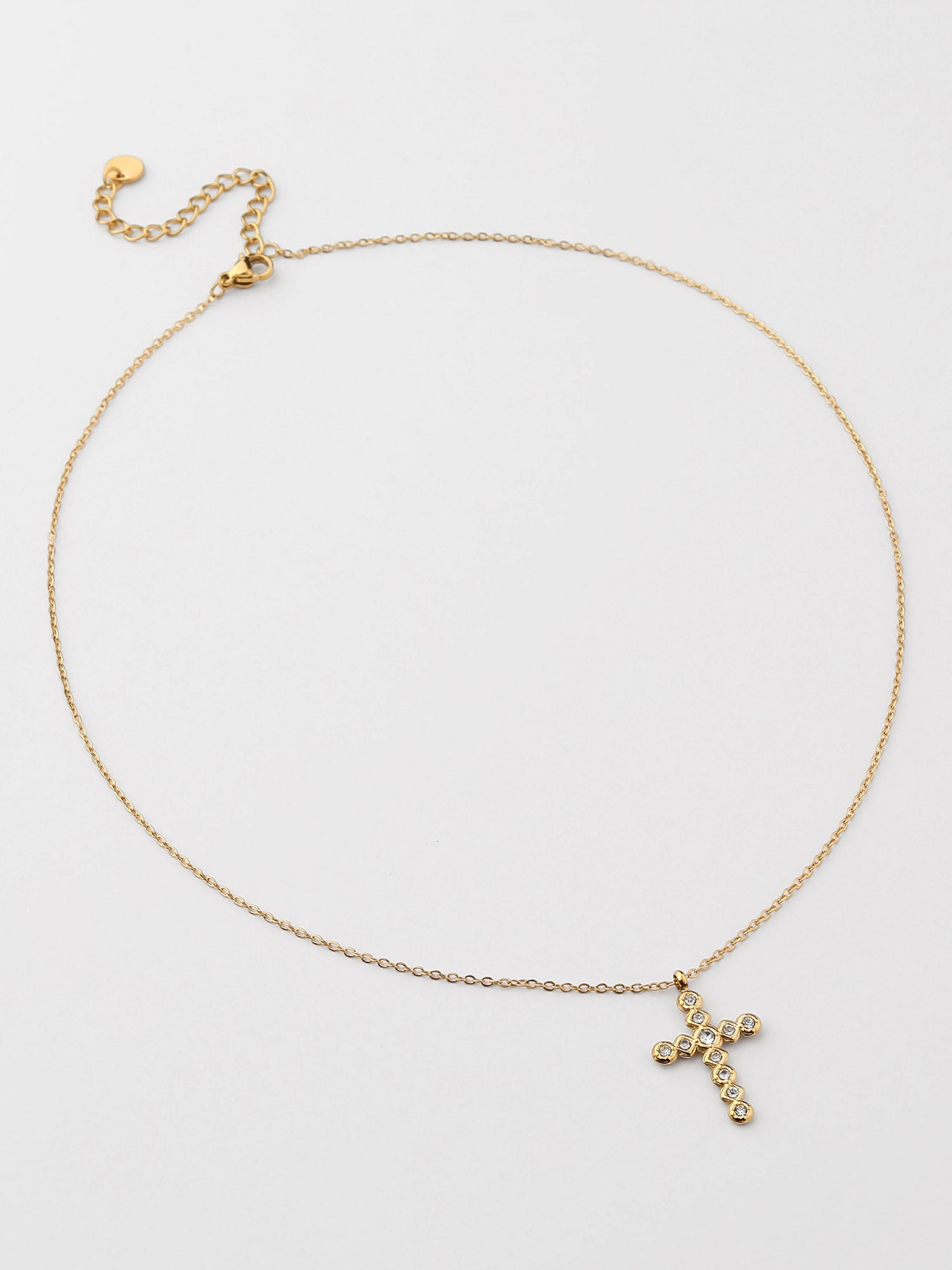 Colar Cruz Dourado zircónias Deluxe