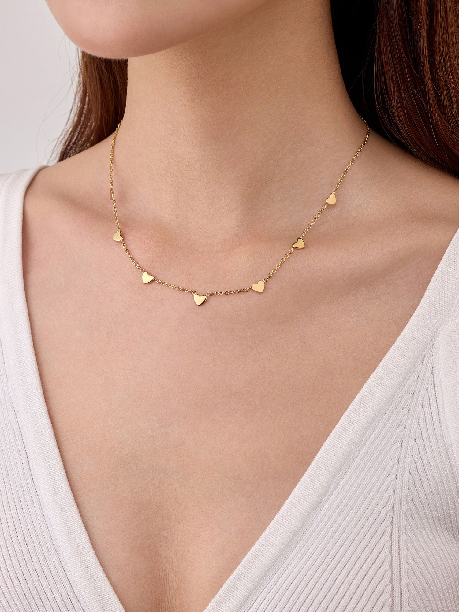 Colar Fayra Corações Dourado Pendente
