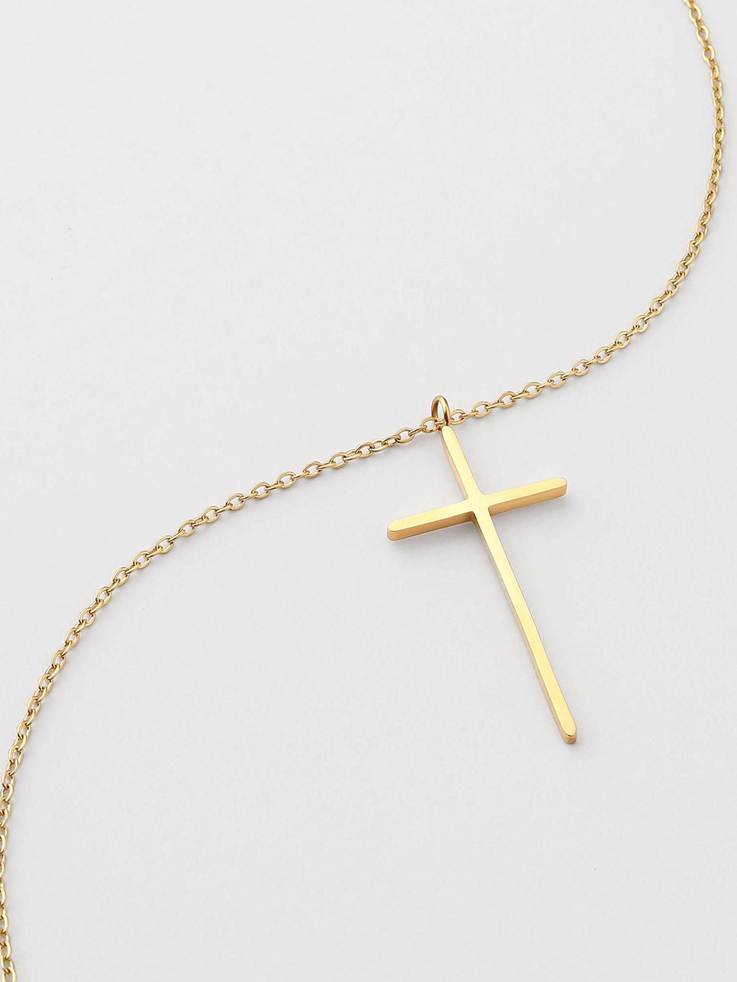 Colar Cruz Fina Dourado