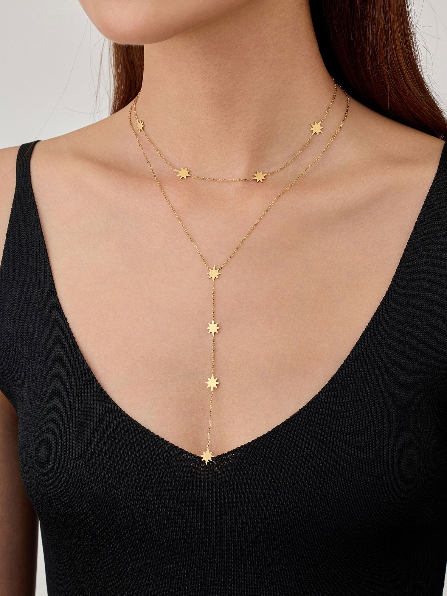 Colar Ineza Forma Y Zircónias Dourado