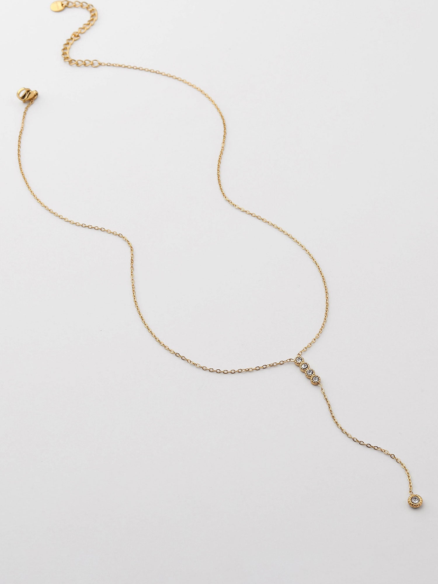 Colar com em Y, Dourado com zircónias