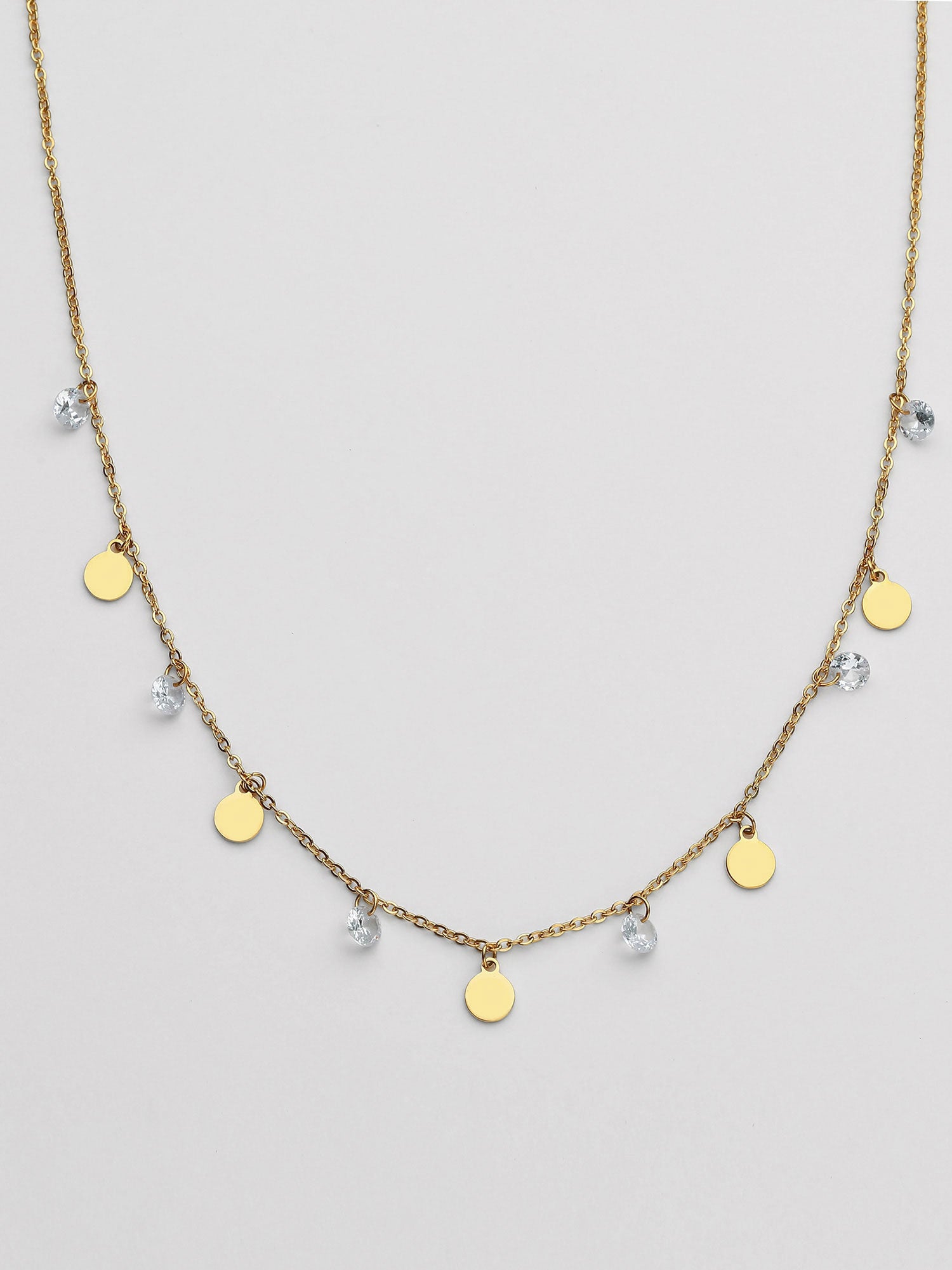 Colar Helira Zircónias Pérola Dourado