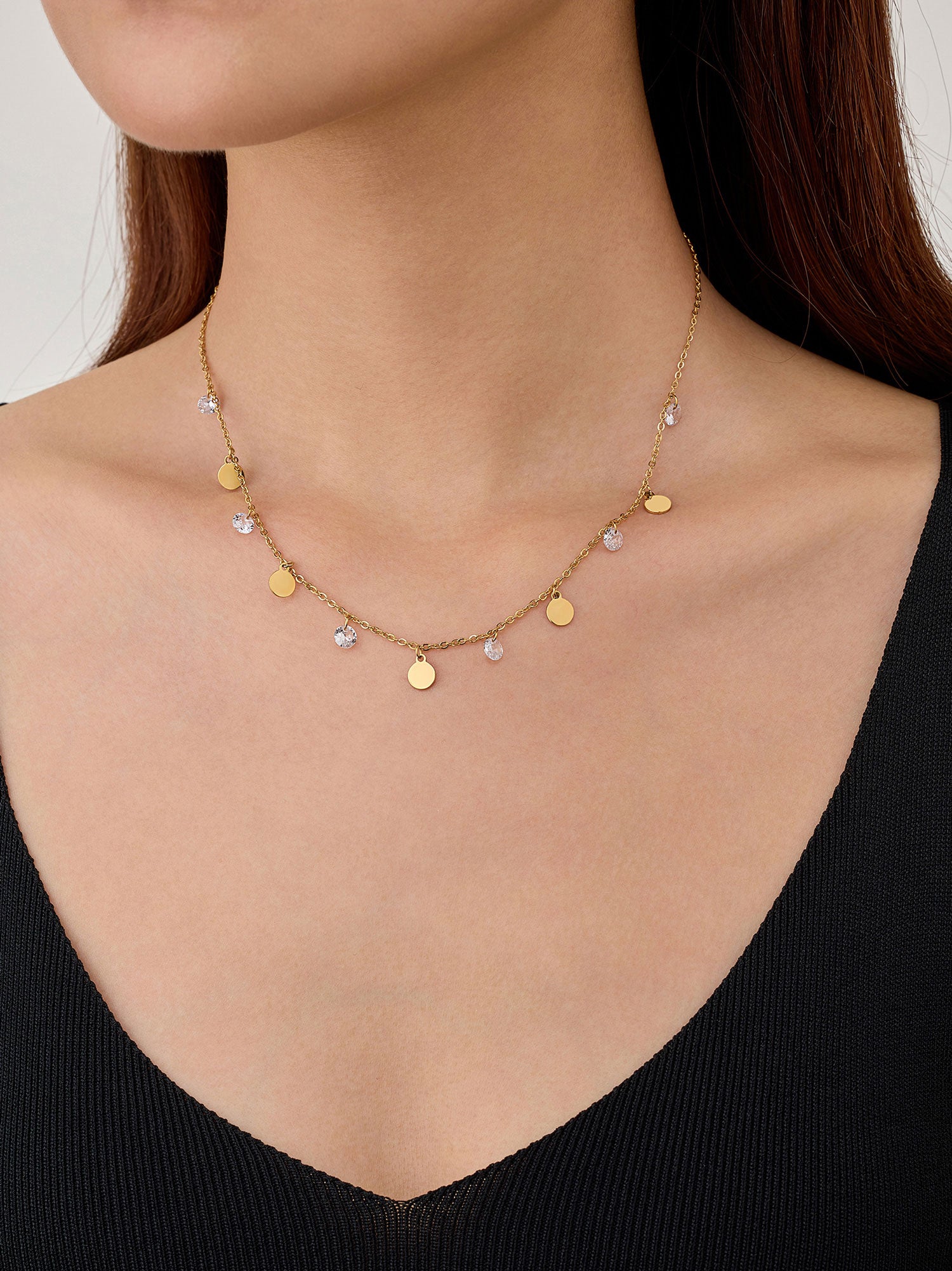 Colar Helira Zircónias Pérola Dourado