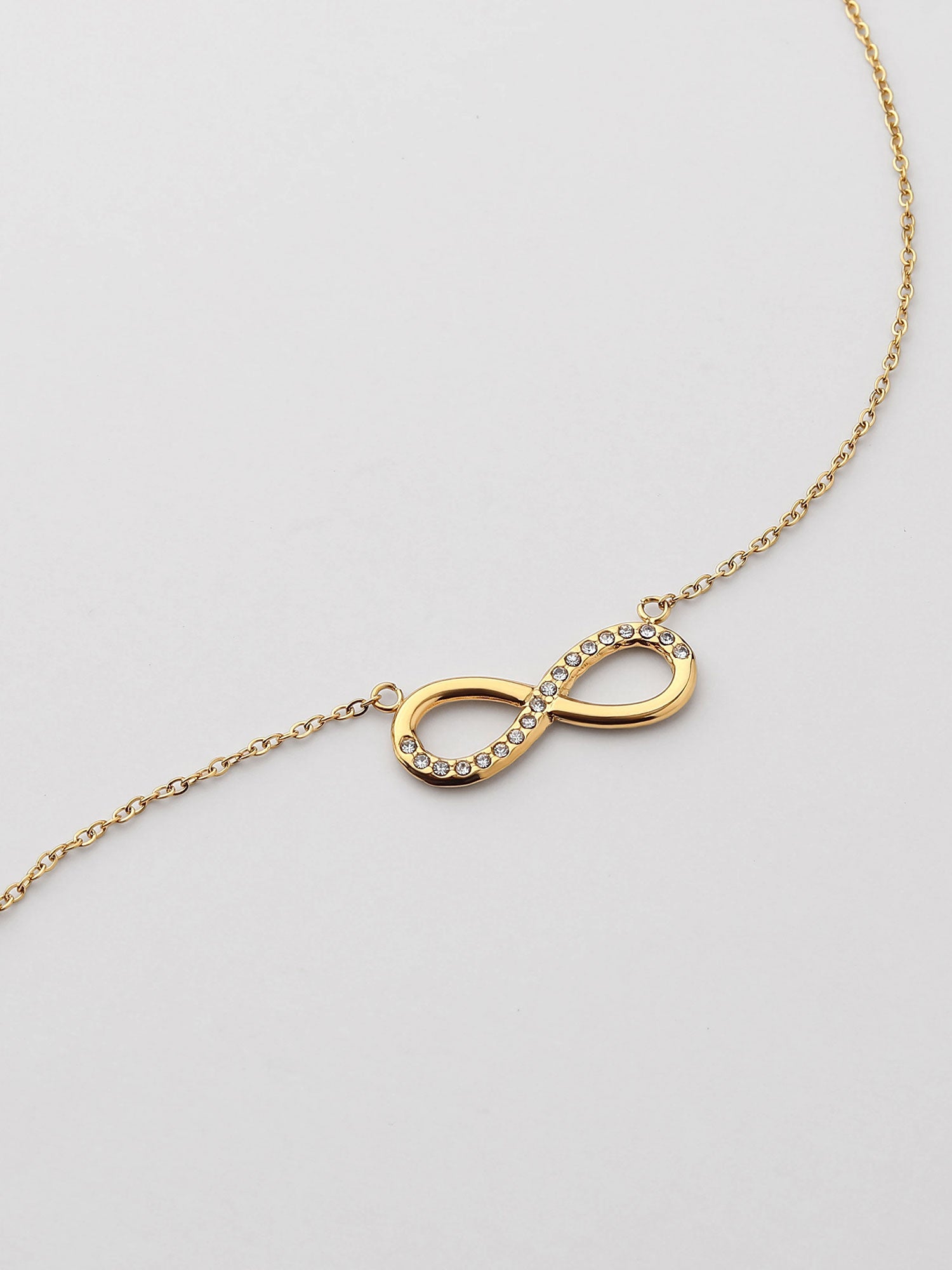 Colar infinito com zircónia branca Dourado