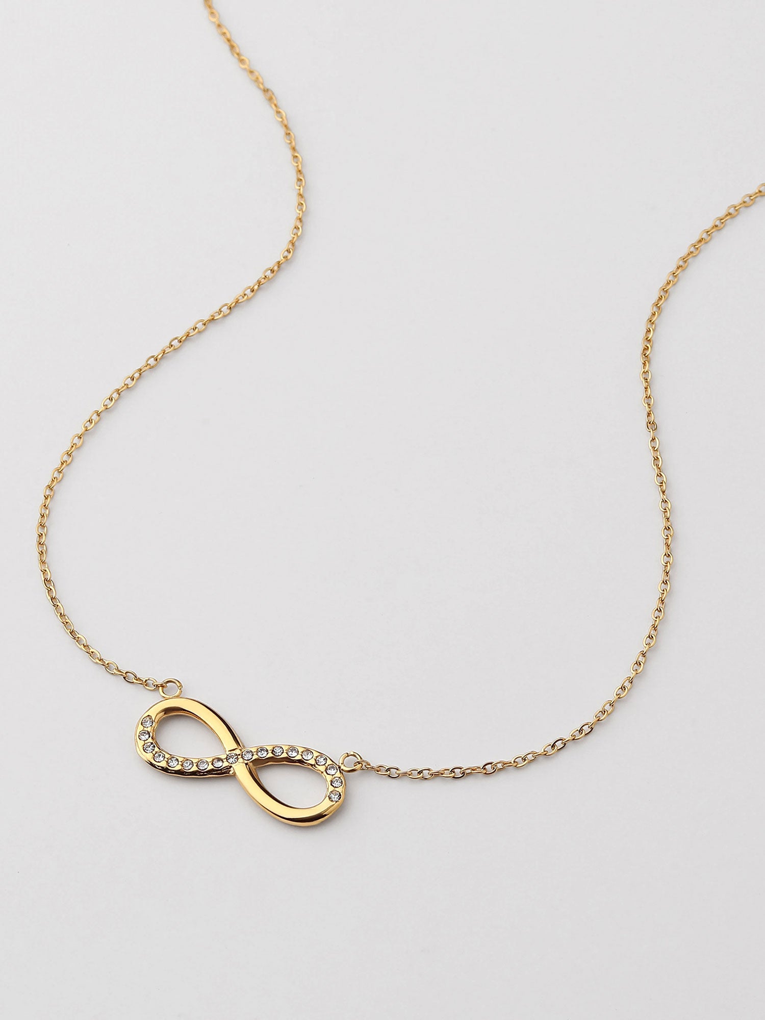 Colar infinito com zircónia branca Dourado