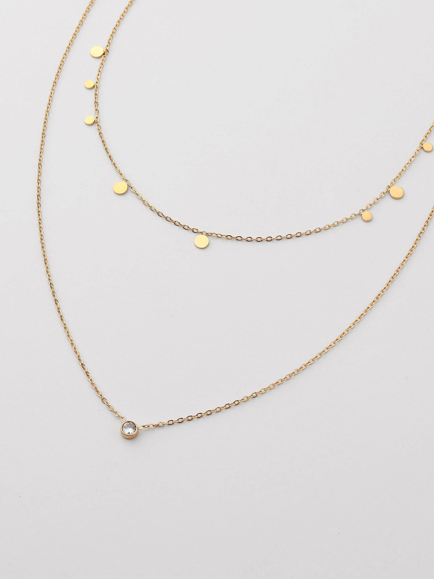 Colar duplo com zircónias Dourado