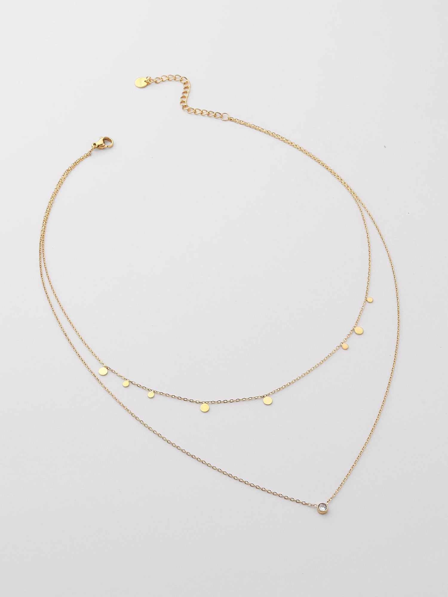 Colar duplo com zircónias Dourado