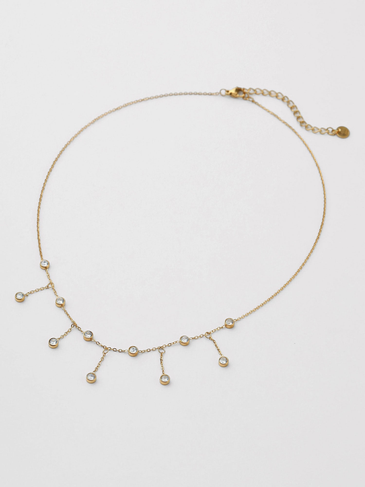 Colar Jovira Zircónias Pendentes Dourado