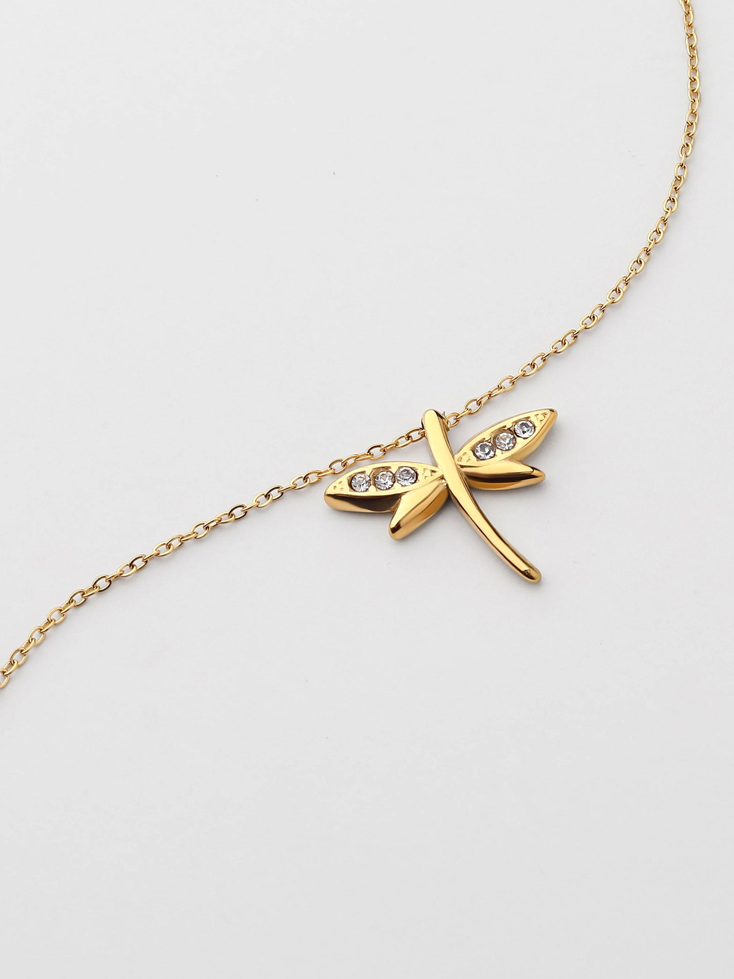 Colar libélula com zircónias Dourado
