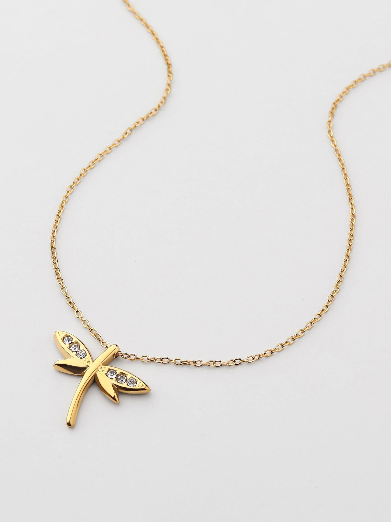 Colar libélula com zircónias Dourado