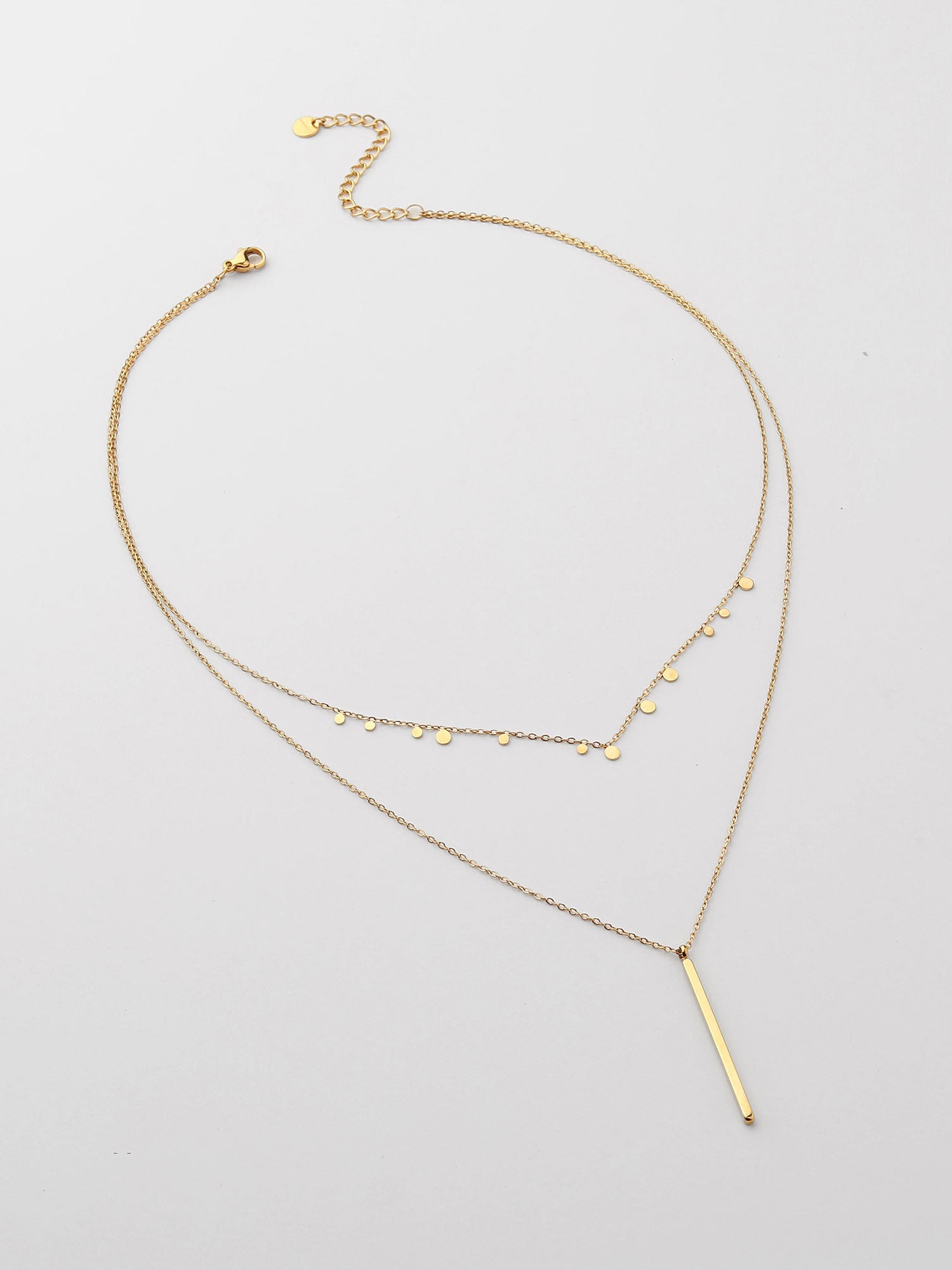 Colar duplo figura recta Dourado