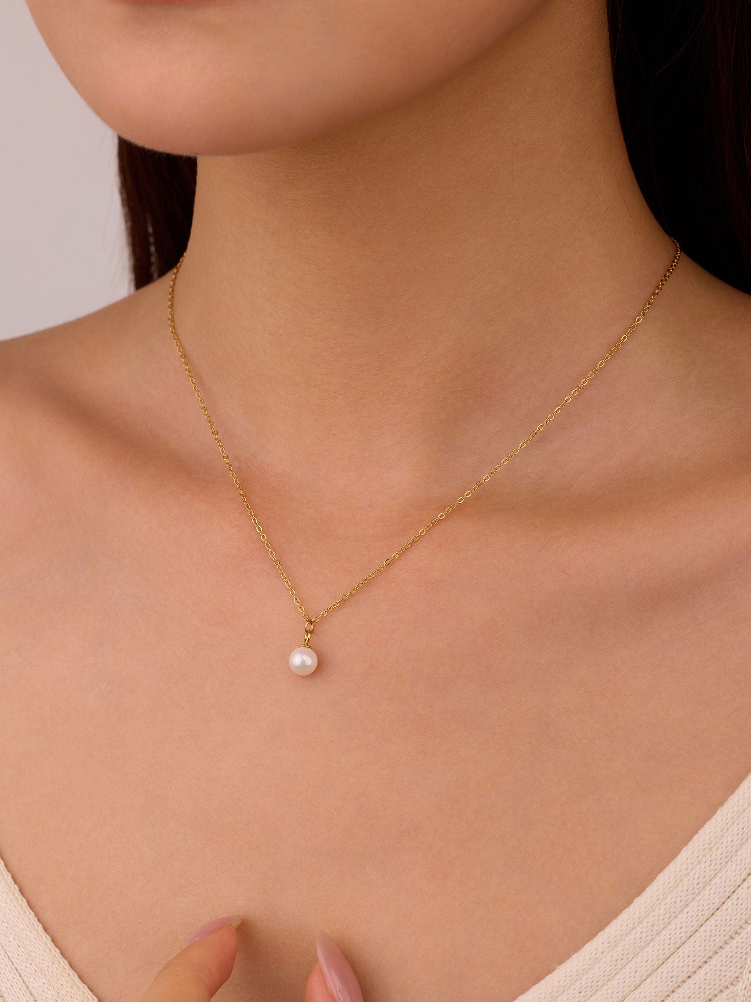 Colar pérola Natural Dourado