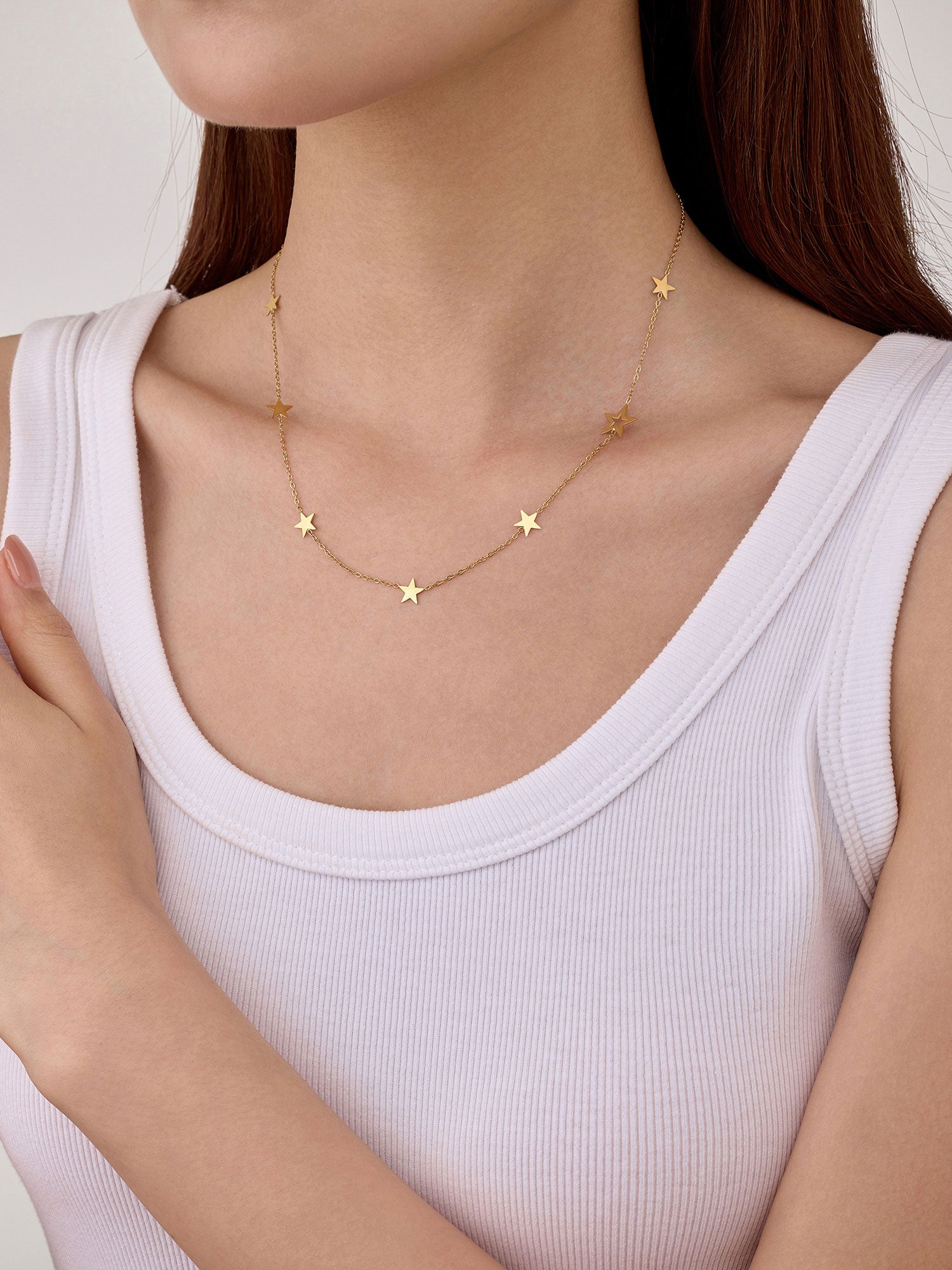 Colar Galya Estrelas Dourado Pendente