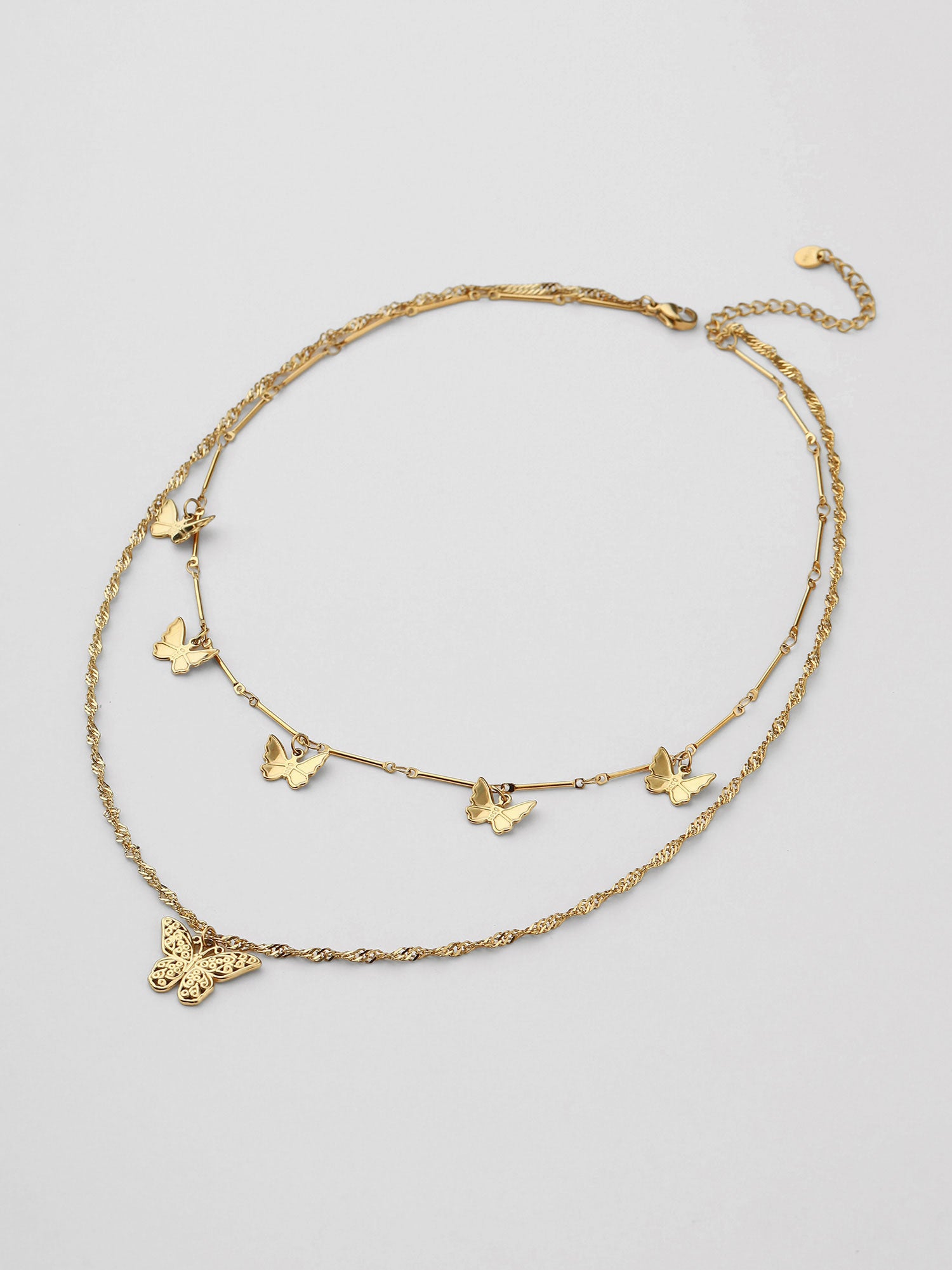 Colar Emora Duplo Borboletas Dourado