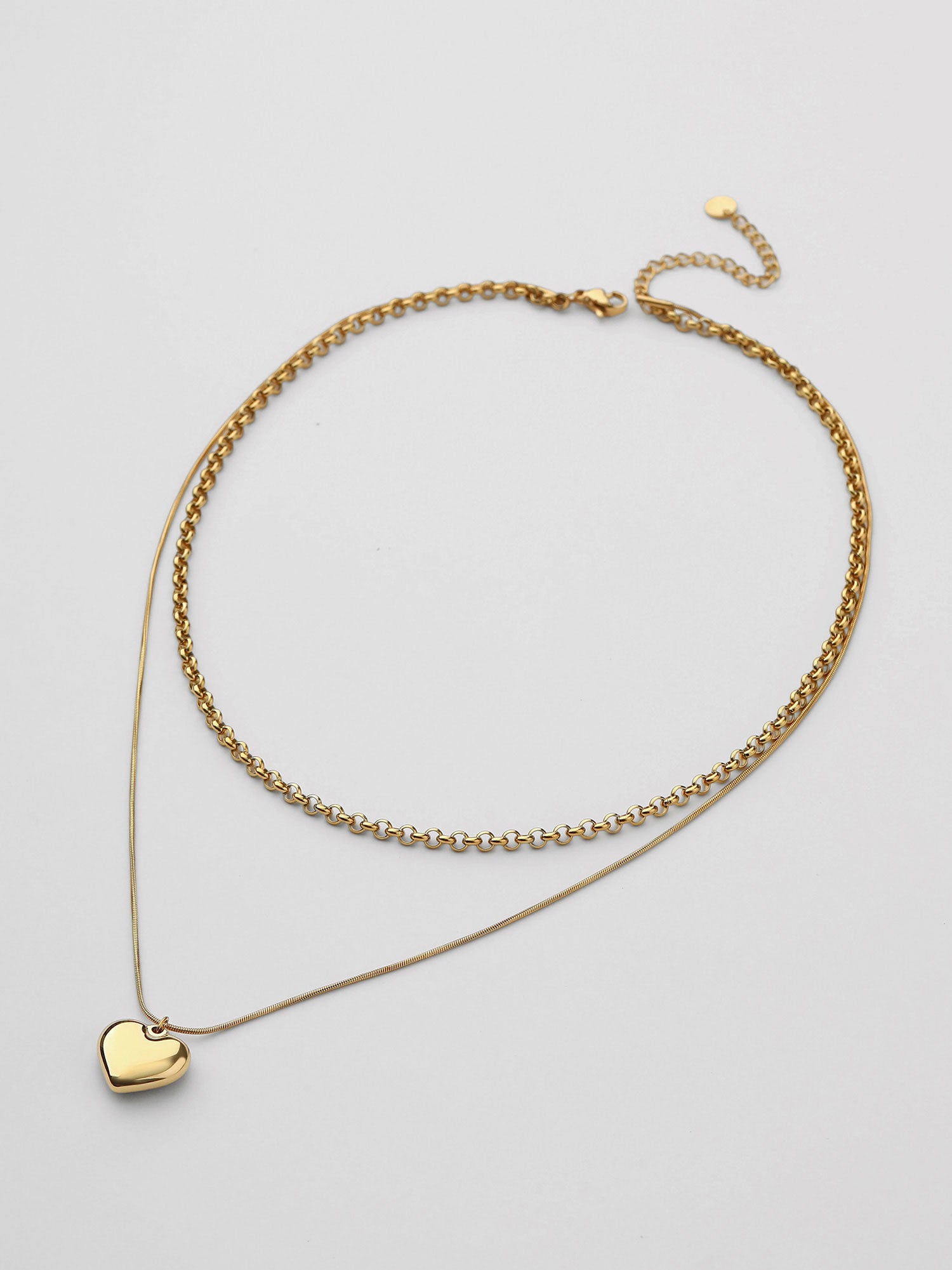 Colar Elvira Duplo Coração Dourado Pendente