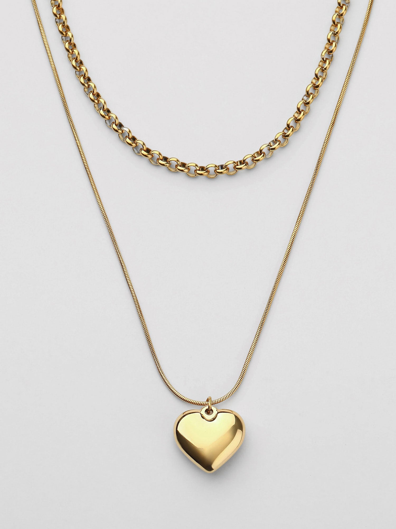 Colar Elvira Duplo Coração Dourado Pendente