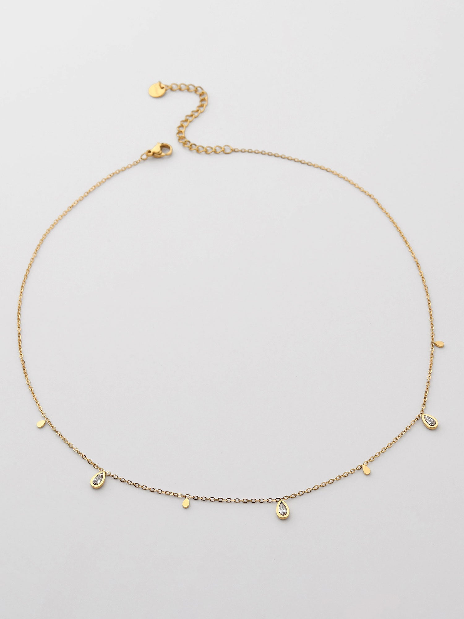 Colar zircónias Dourado Curto