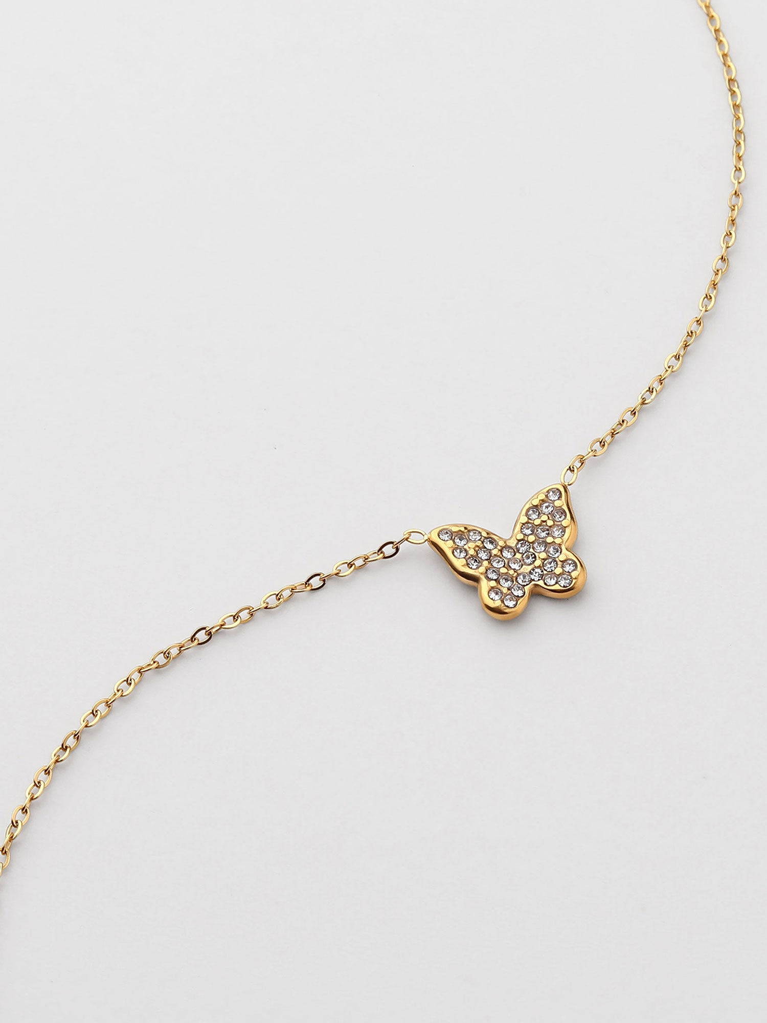 Colar borboleta com zircónias Dourado