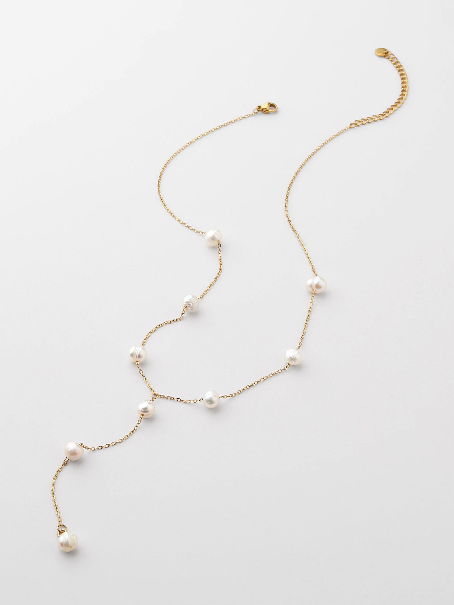 Colar longo com pérola Dourado
