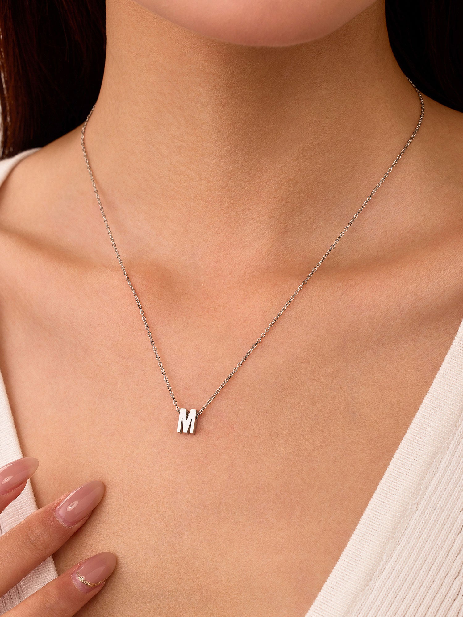 Colar Inicial M Prateado