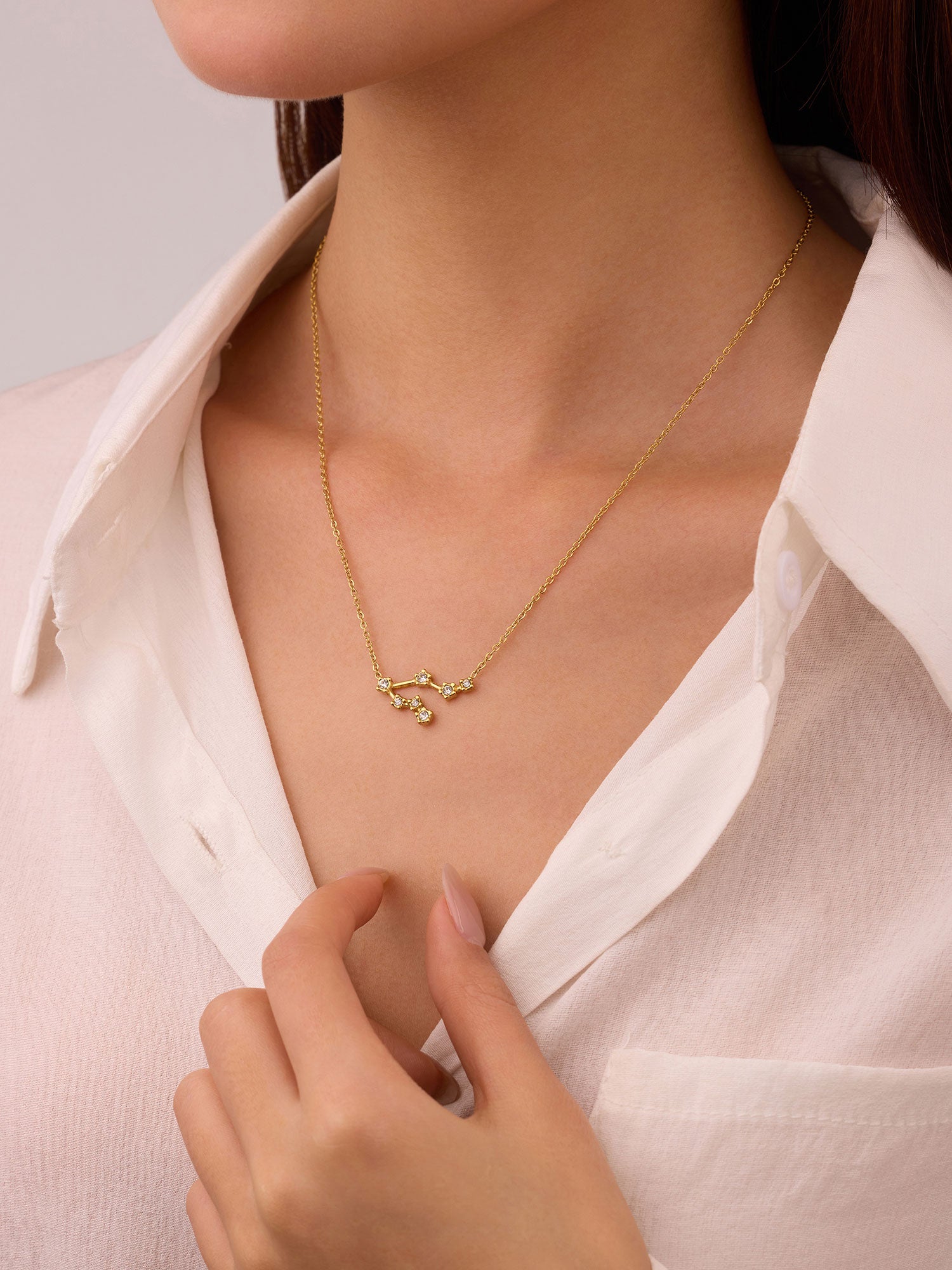 Colar Gémeos Constelação Dourado com zircónias