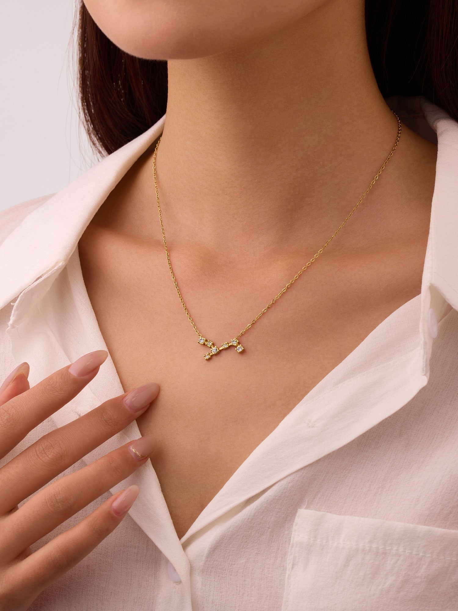 Colar Virgem Constelação Dourado com zircónias