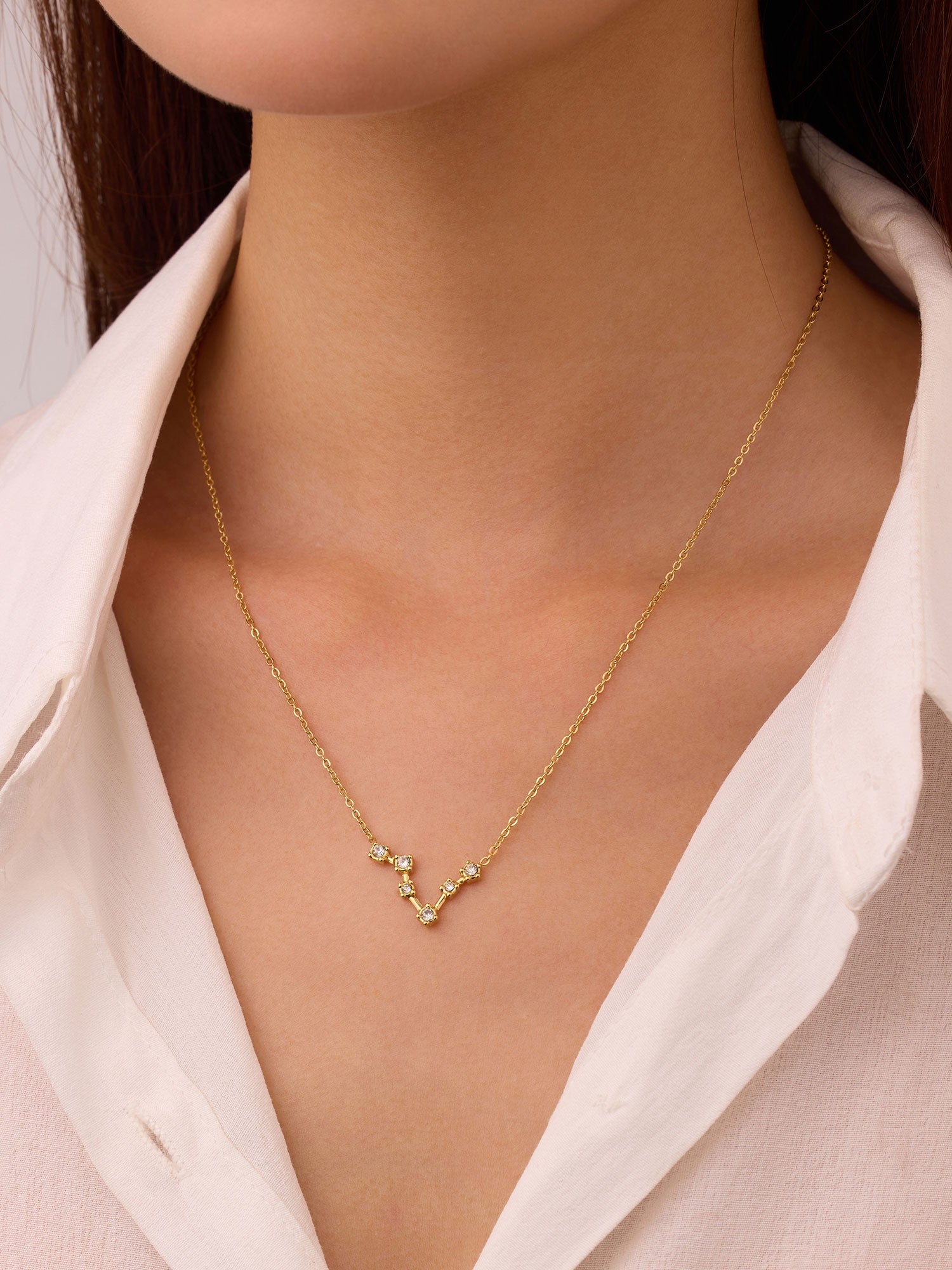 Colar Peixes Constelação Dourado com zircónias