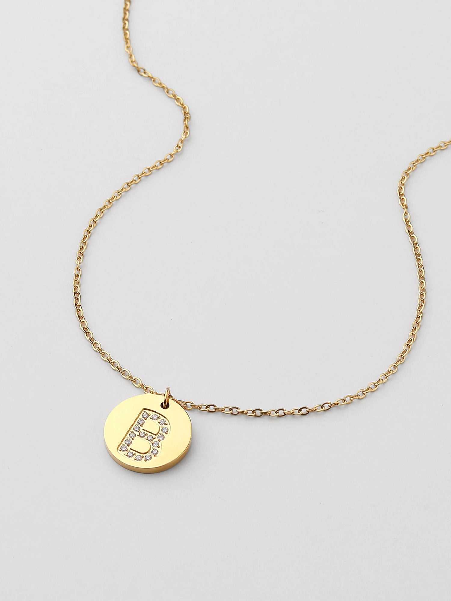 Colar Inicial B medalhão brilhante Dourado