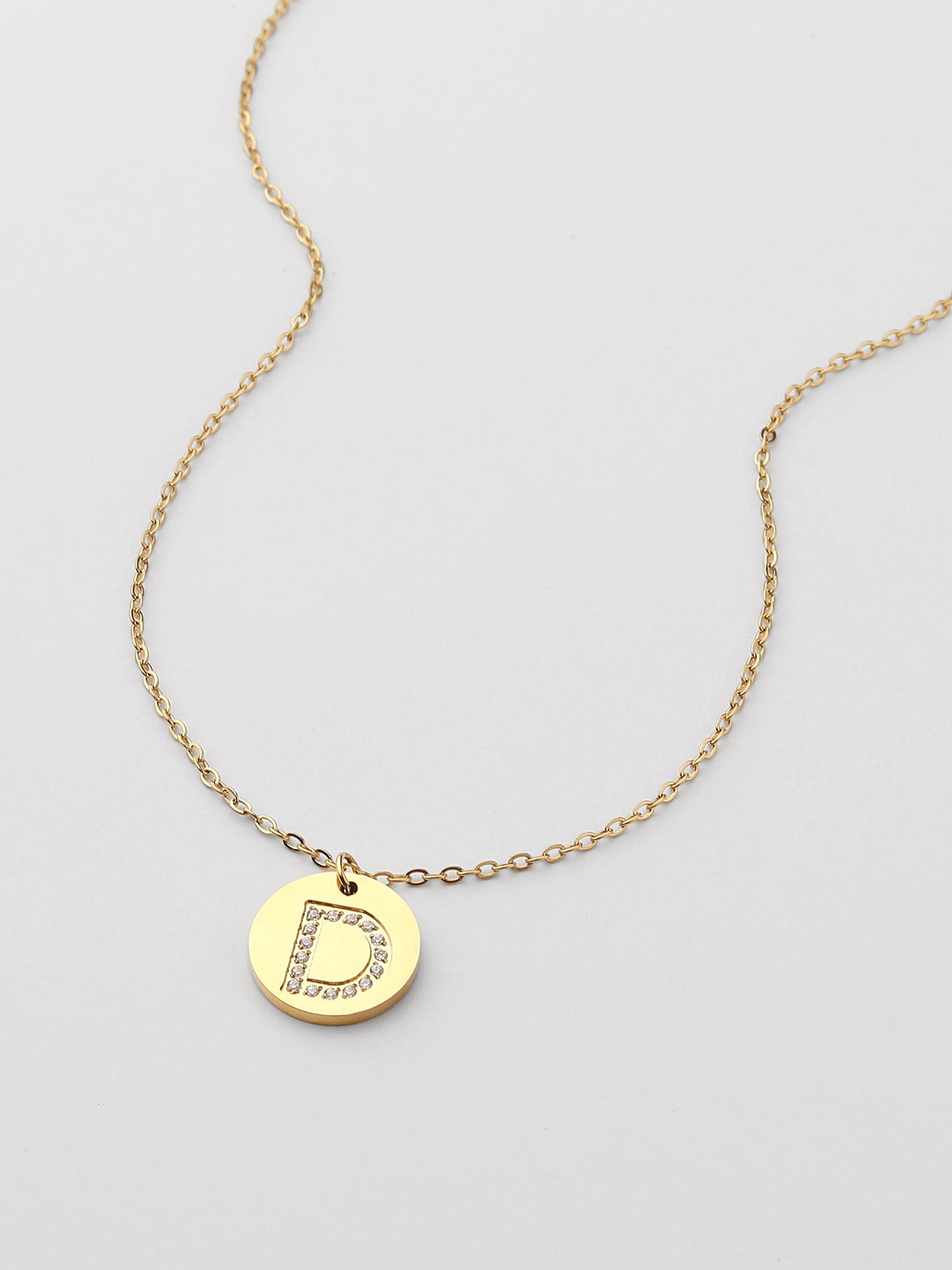 Colar Inicial D medalhão brilhante Dourado