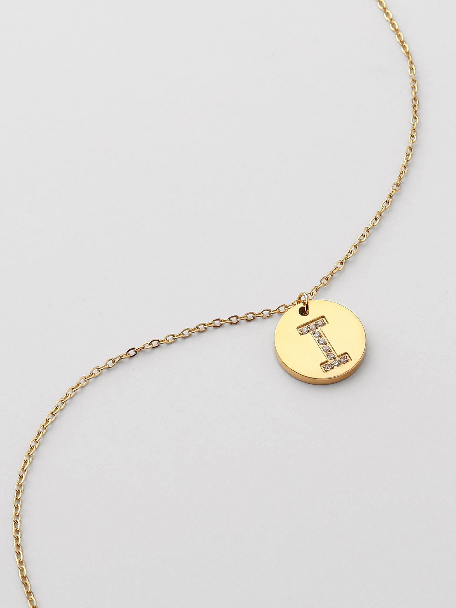 Colar Inicial I medalhão Dourado Brillante