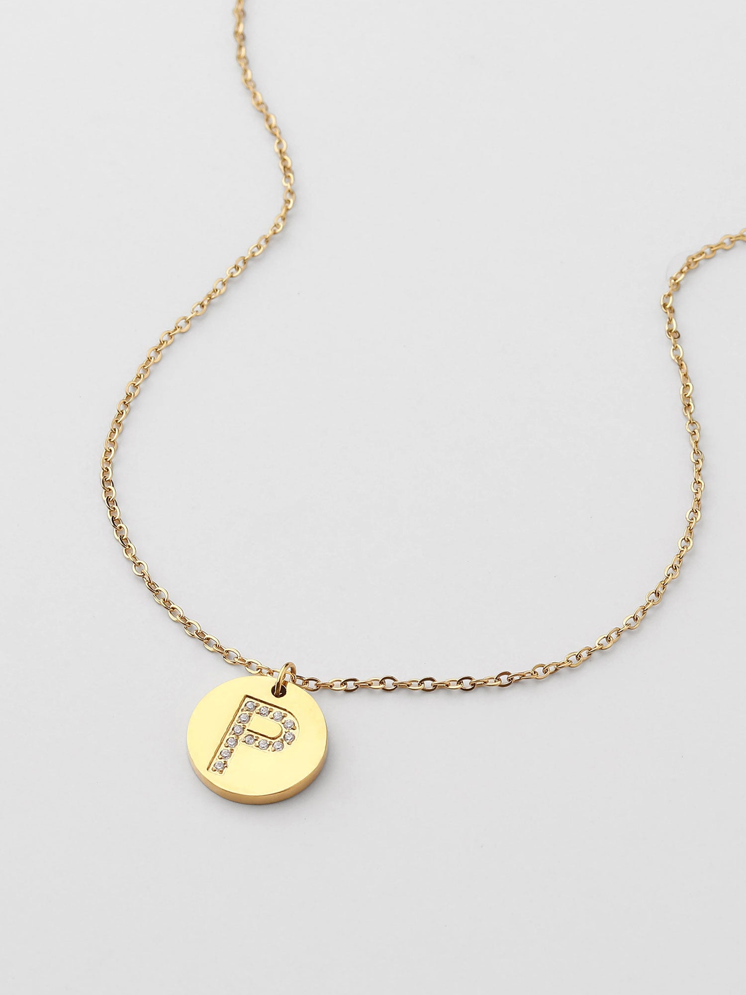 Colar Inicial P medalhão Dourado Brillante