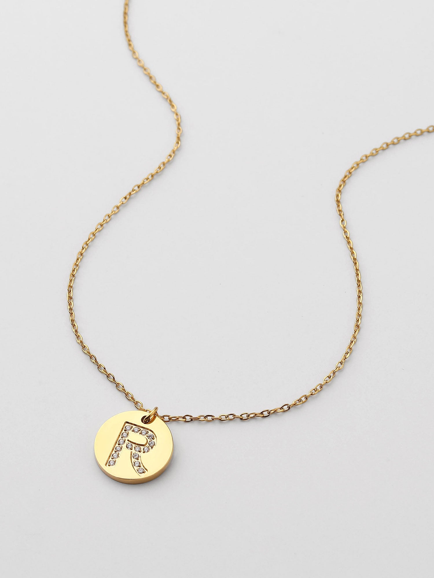 Colar Inicial R medalhão Dourado Brillante