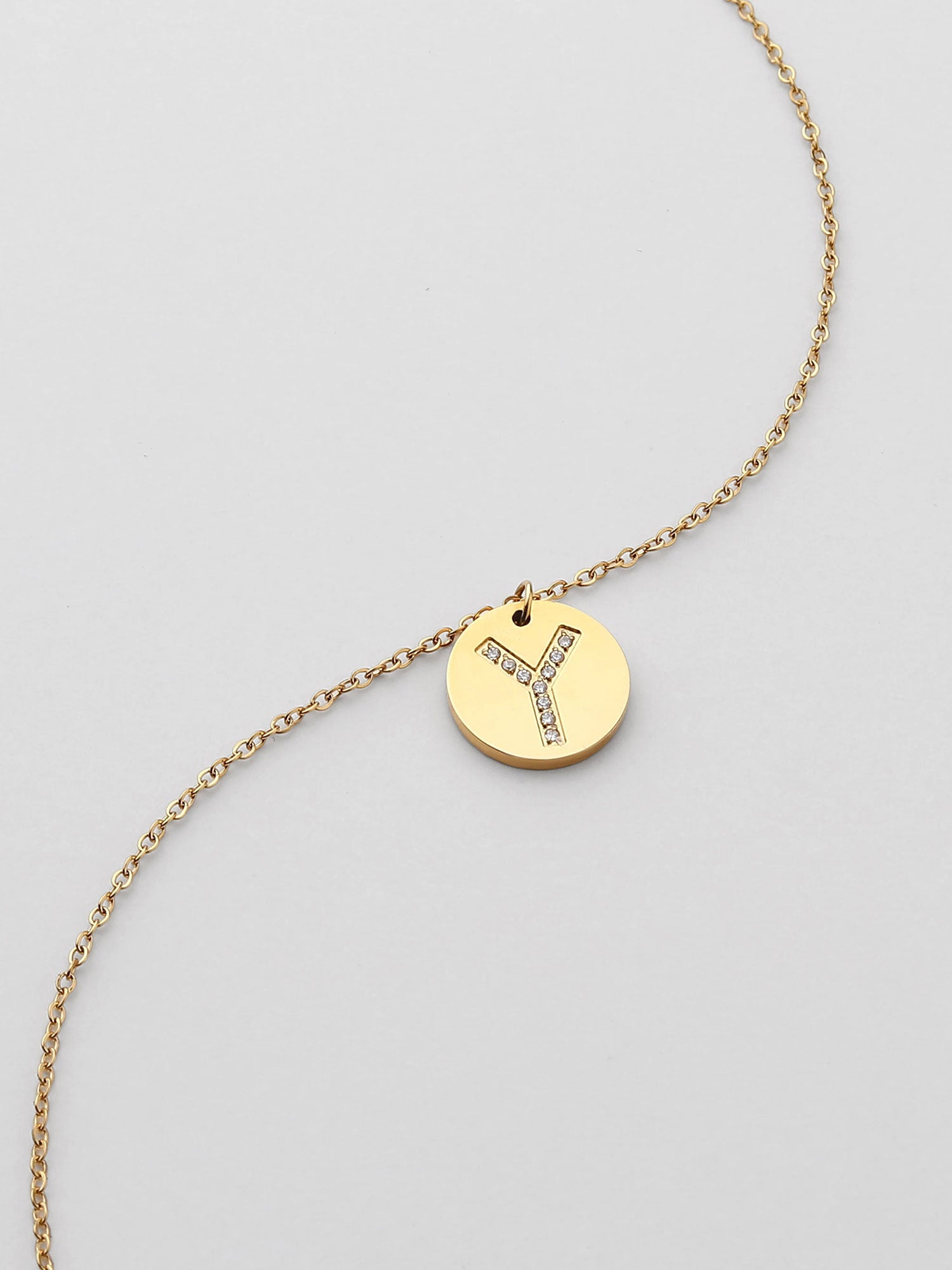 Colar Inicial Y medalhão Dourado Brillante