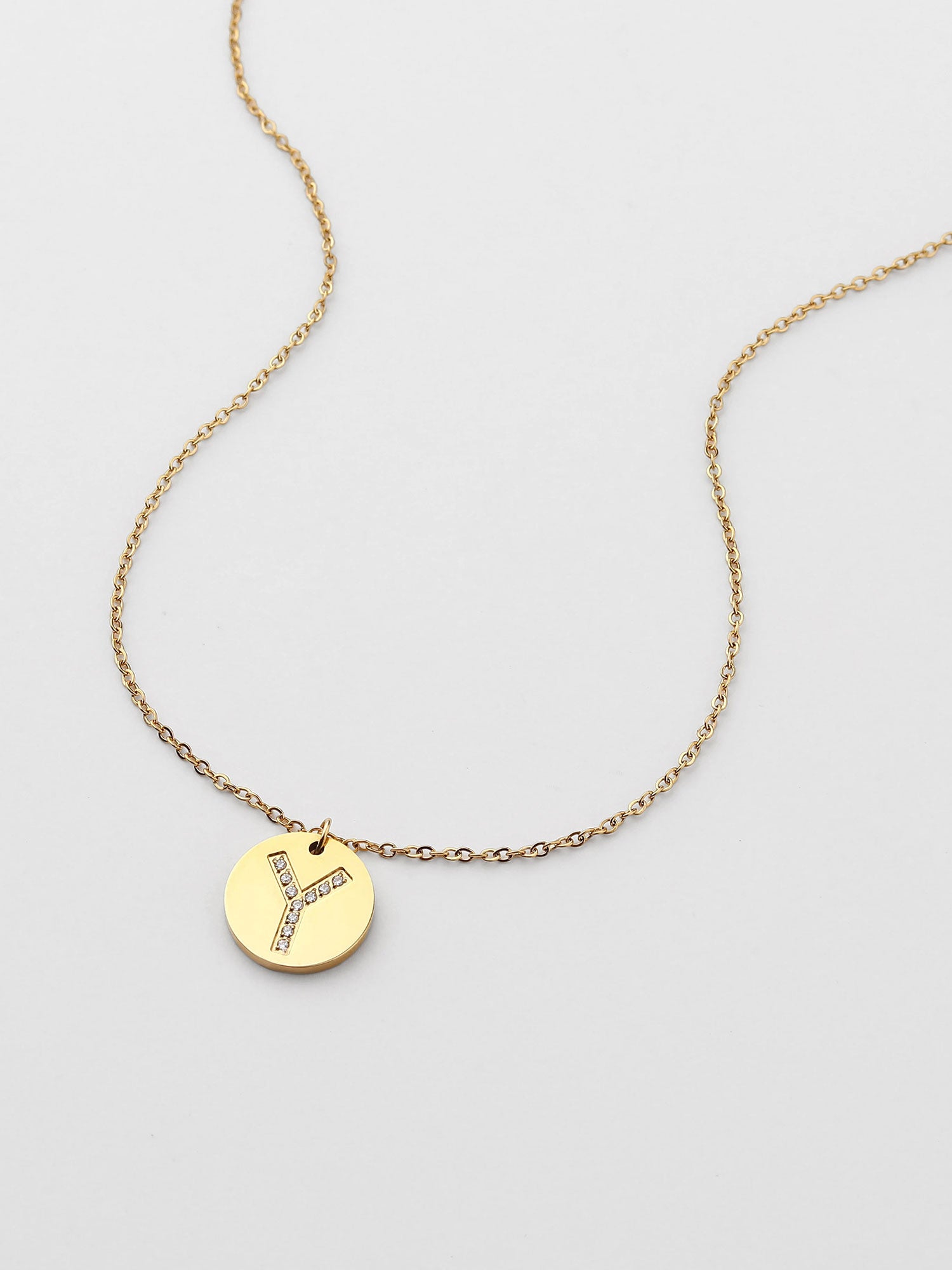 Colar Inicial Y medalhão Dourado Brillante