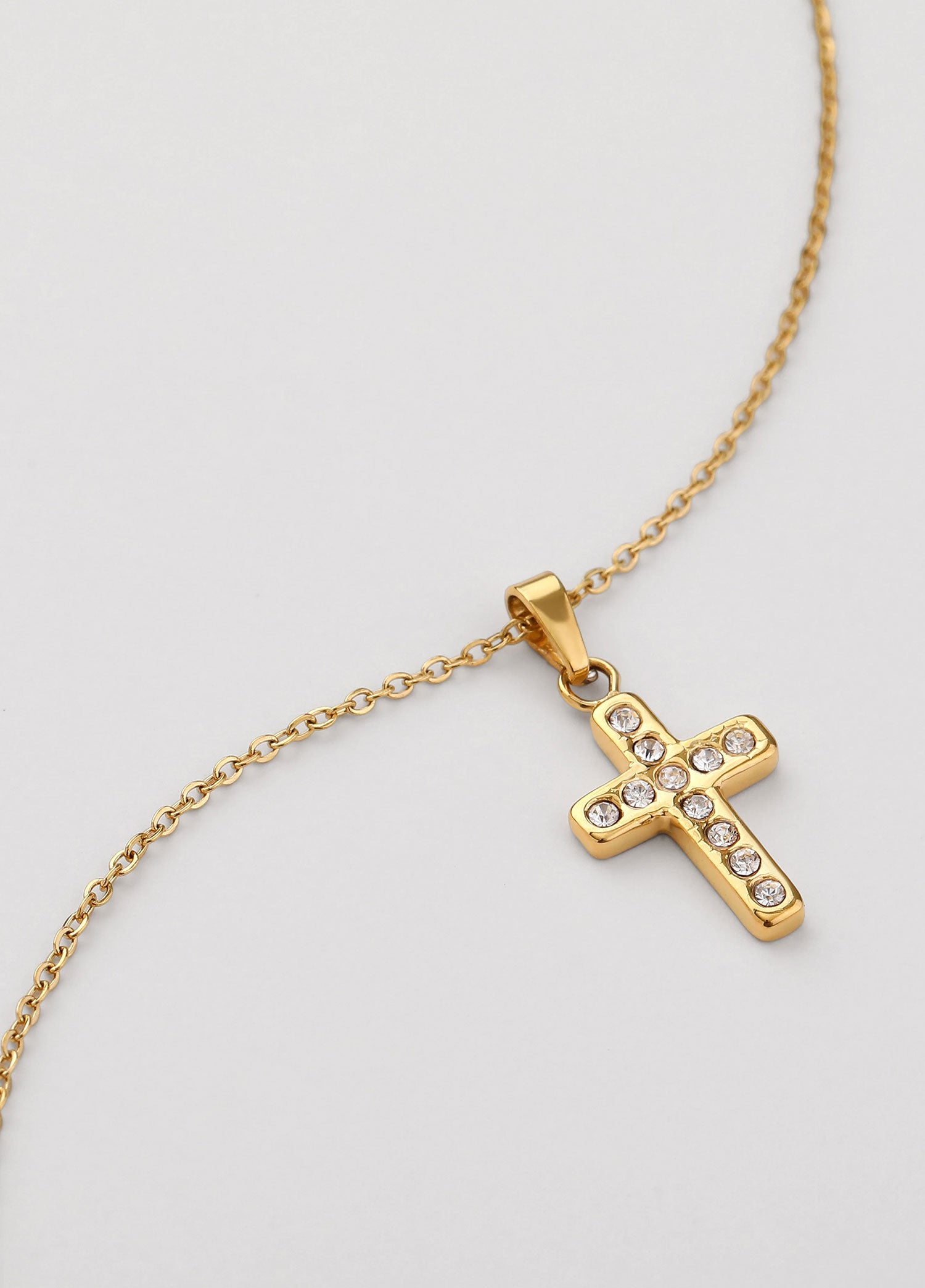 Colar Cruz Dourado com zircónias