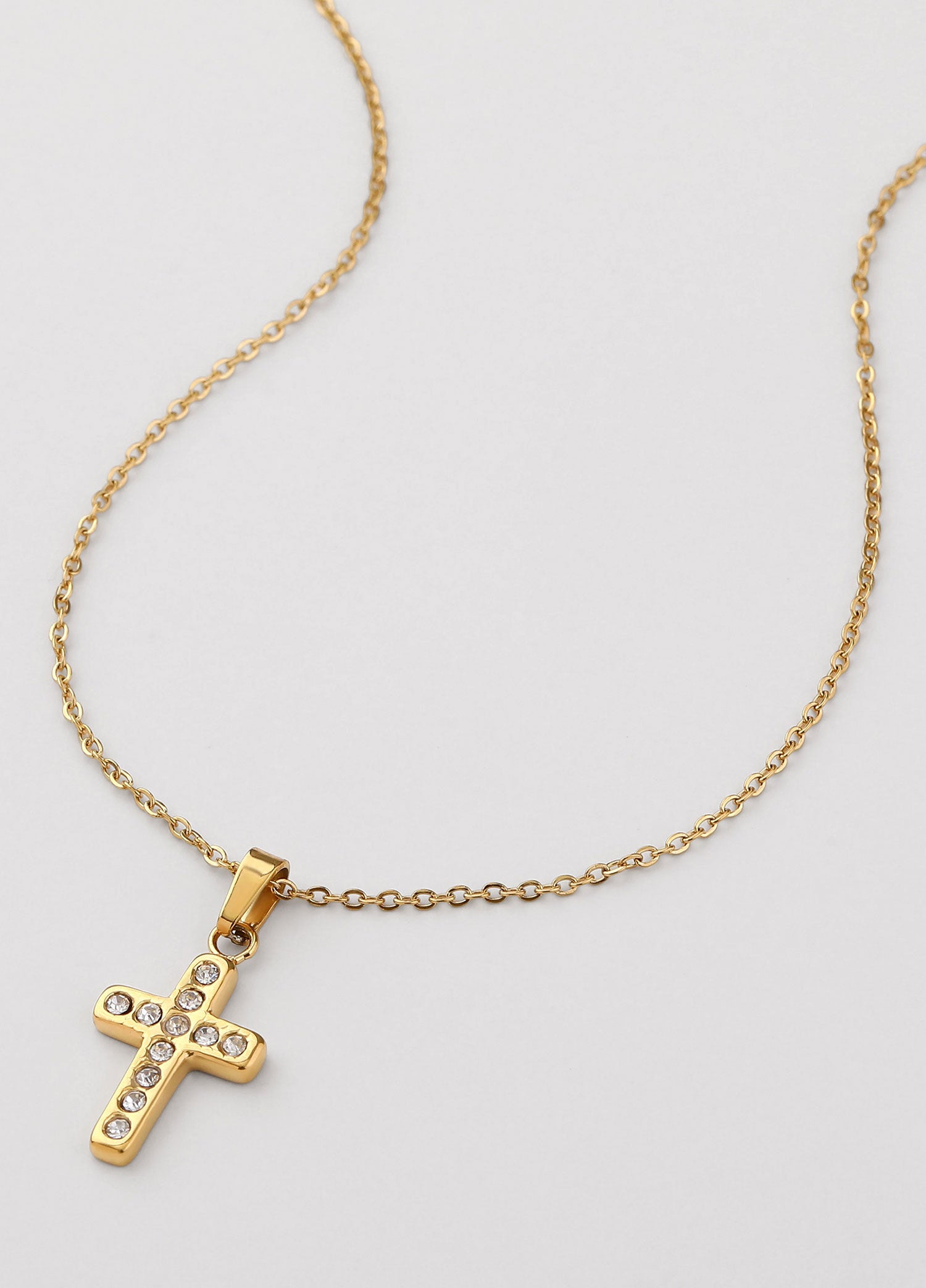 Colar Cruz Dourado com zircónias