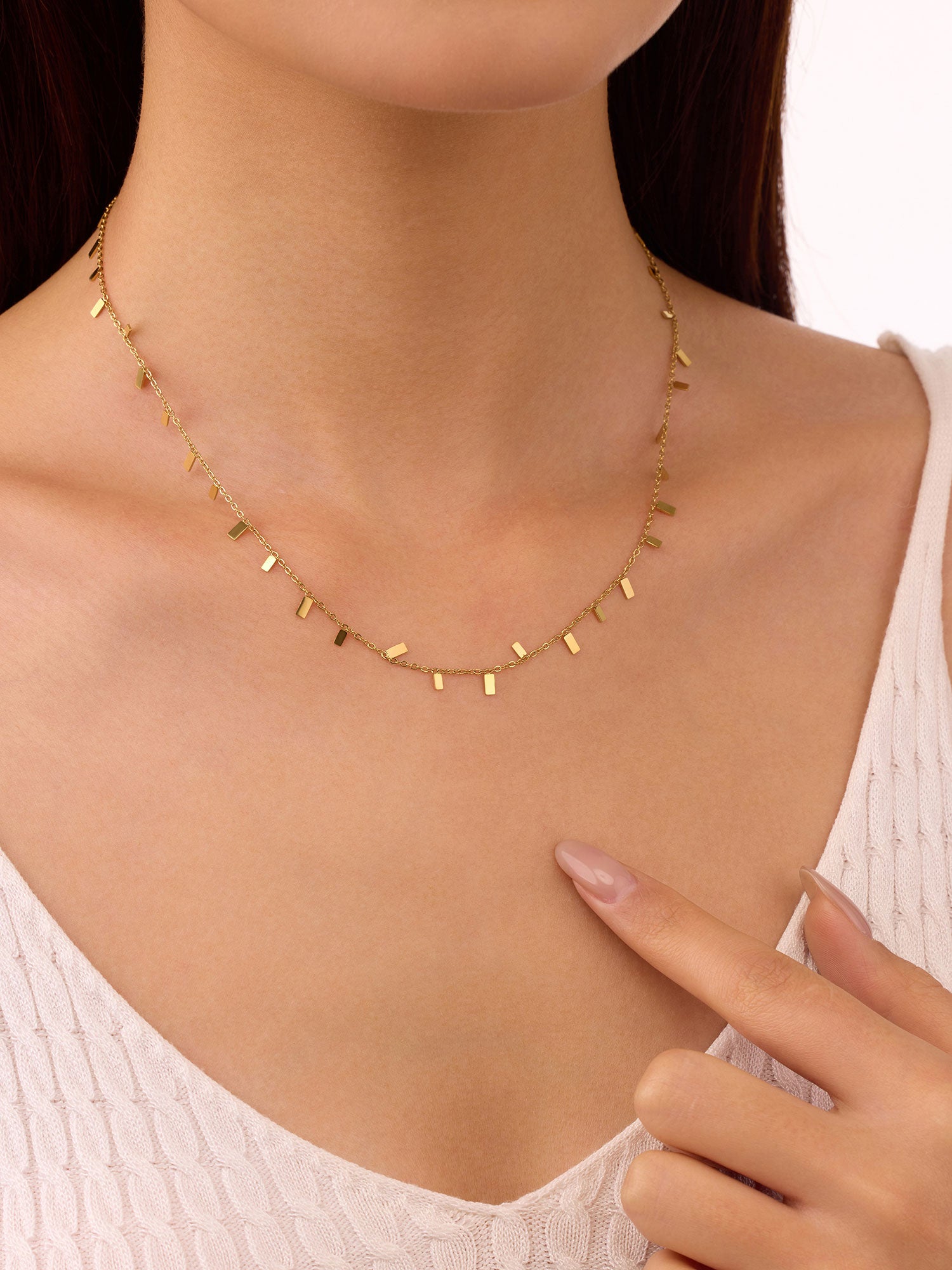 Colar Pendentes Retangulares Dourado