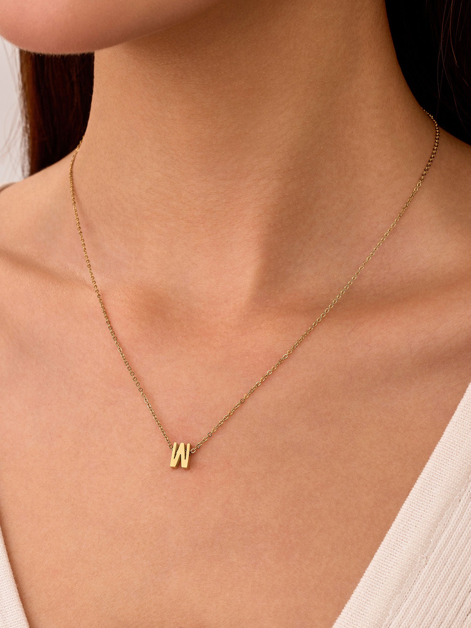 Colar Inicial W Dourado
