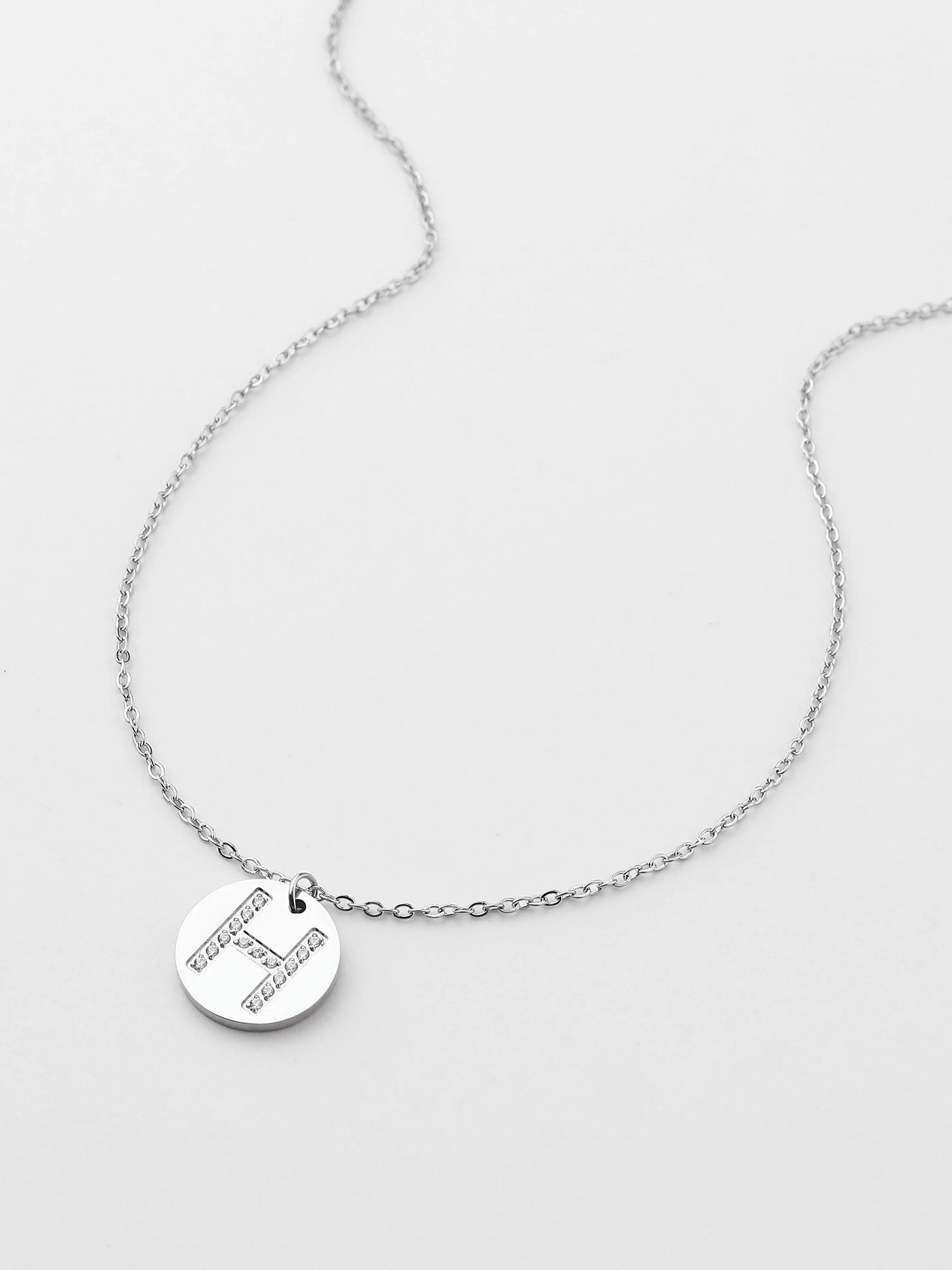 Colar Inicial H medalhão Prateado Brillante