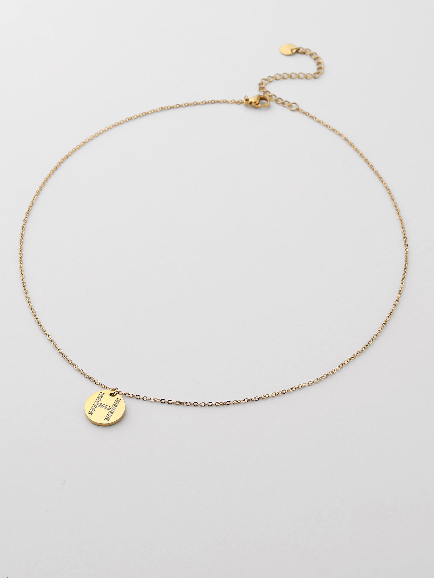 Colar Inicial H medalhão Dourado Brillante