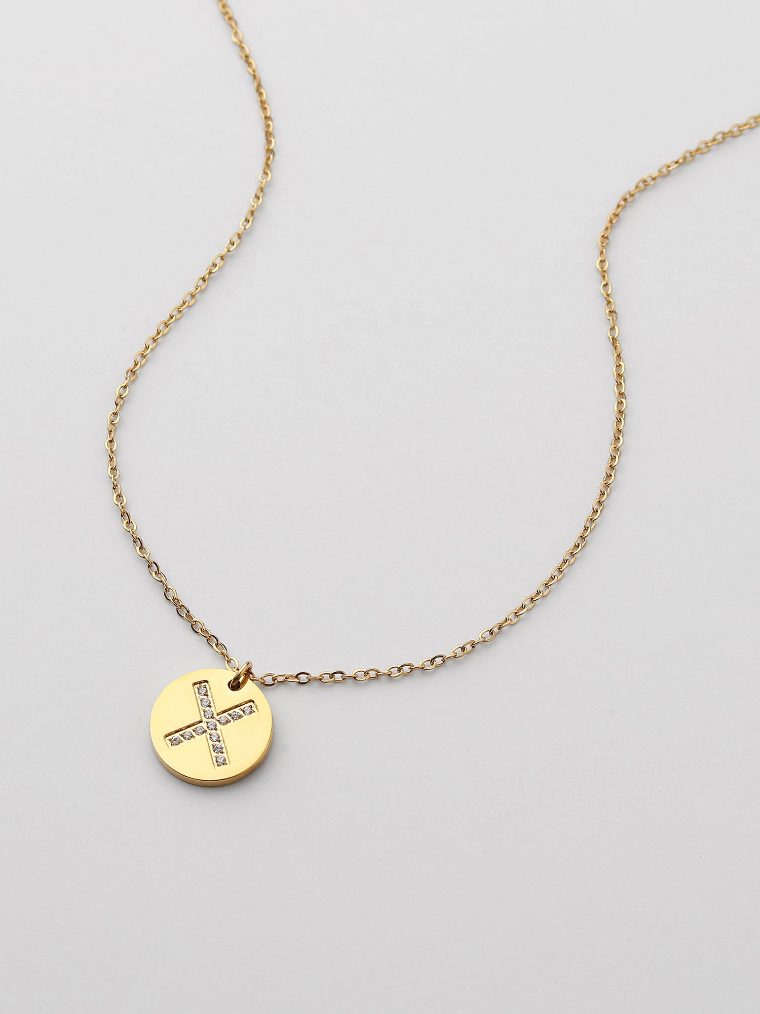 Colar Inicial X medalhão Dourado Brillante